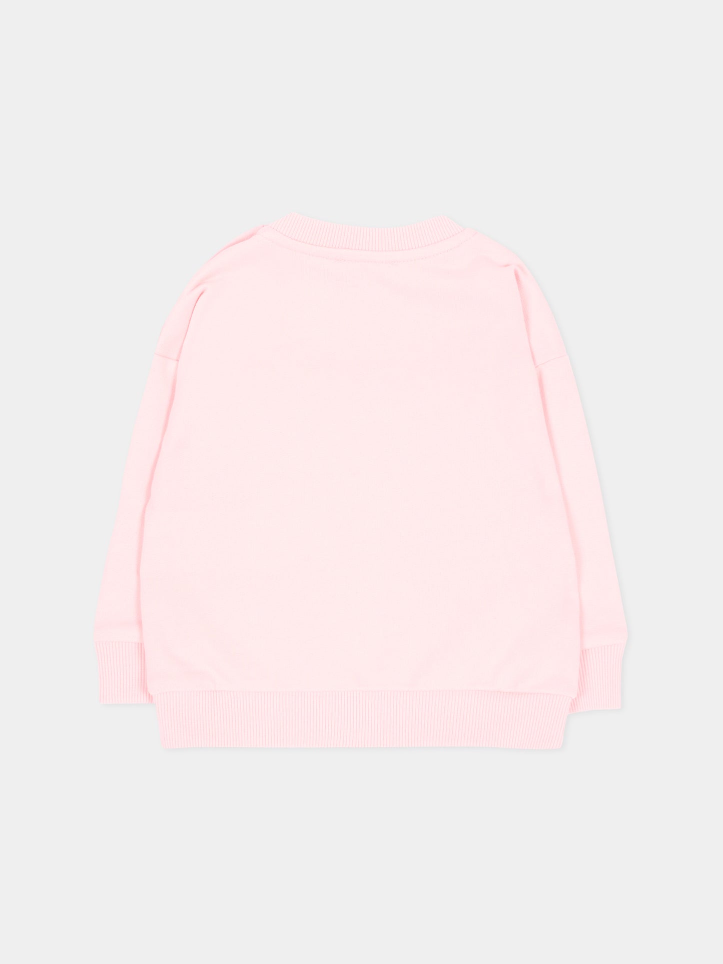 Felpa rosa per neonata con logo,Moschino Kids,MUF06N LCA93 50209