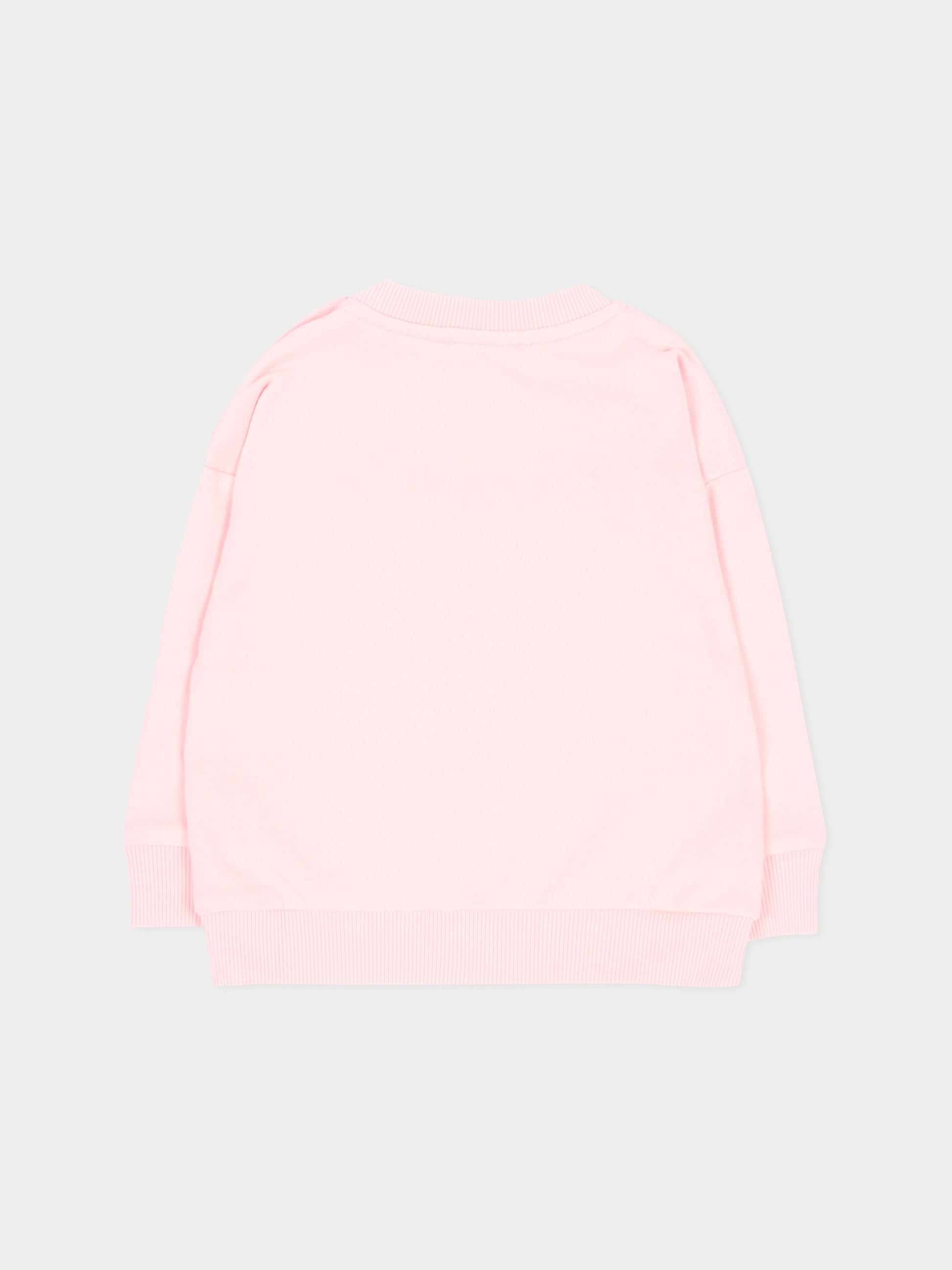 Felpa rosa per neonata con logo,Moschino Kids,MUF06N LCA93 50209