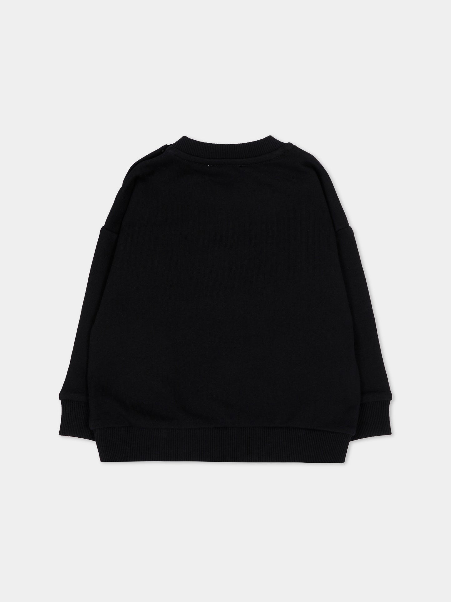 Felpa nera per neonati con logo,Moschino Kids,MUF06N LCA93 60100