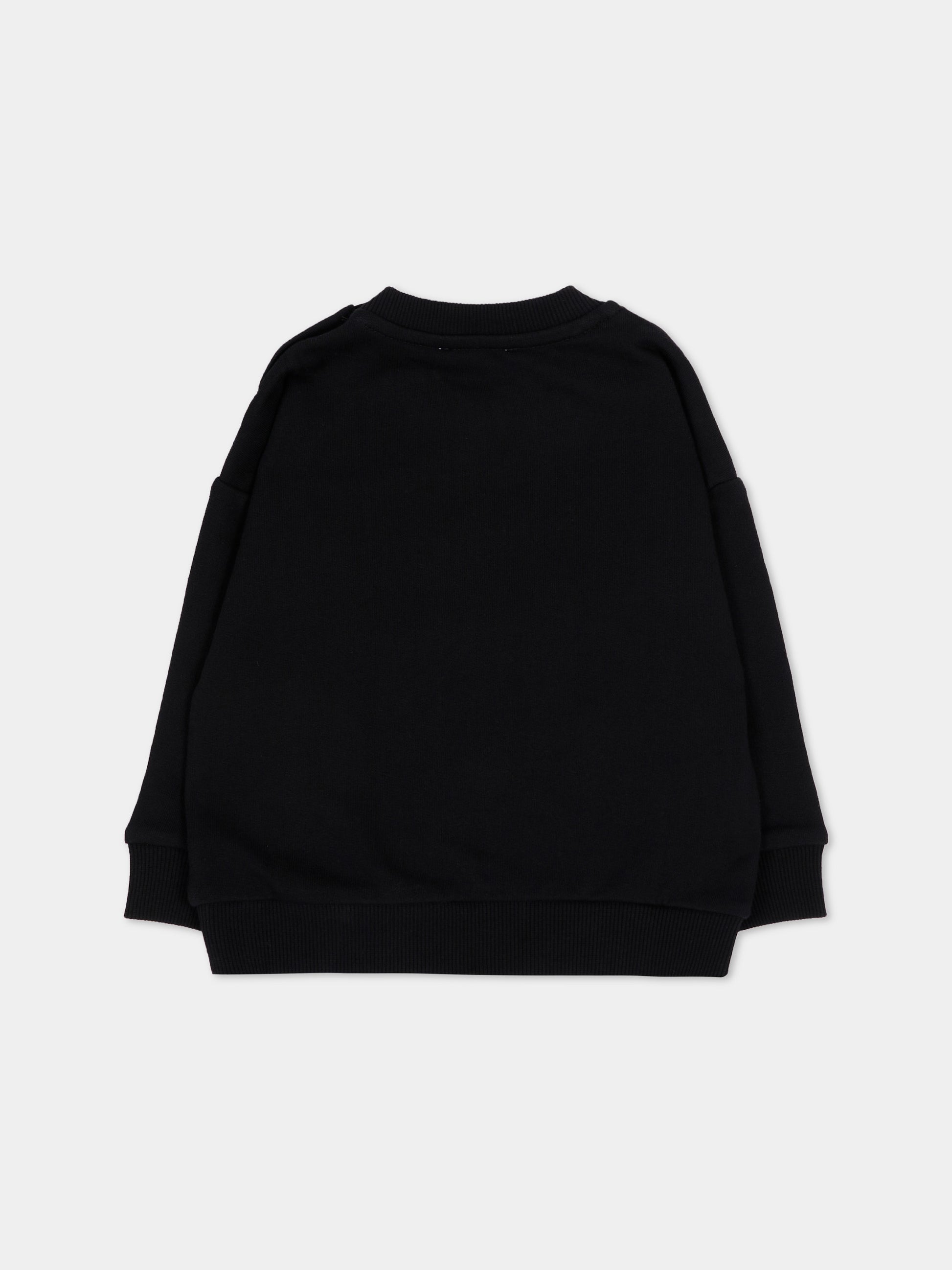 Felpa nera per neonati con logo,Moschino Kids,MUF06N LCA93 60100