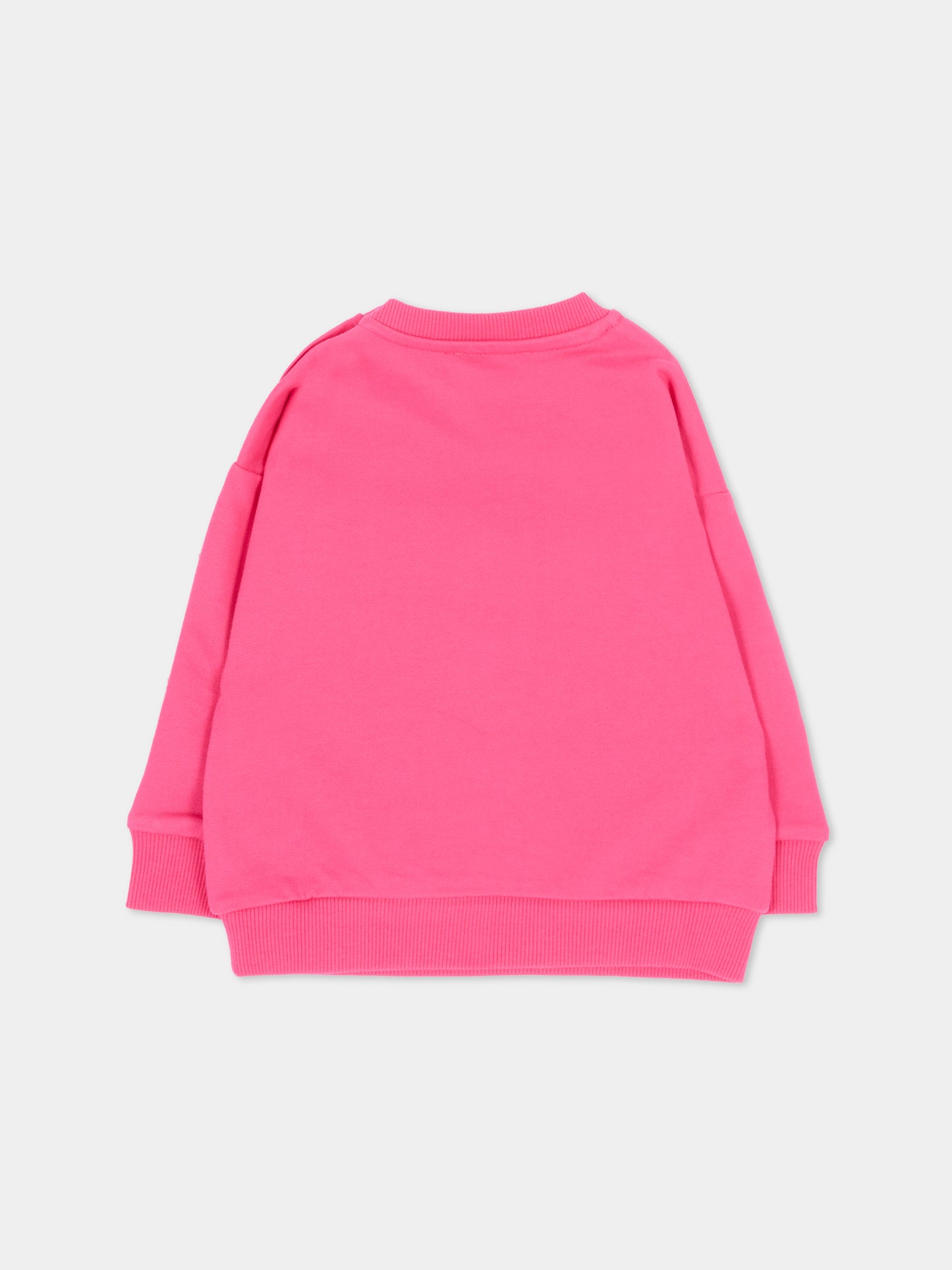 Felpa rosa per neonata con logo,Moschino Kids,MUF06N LCA93 51450