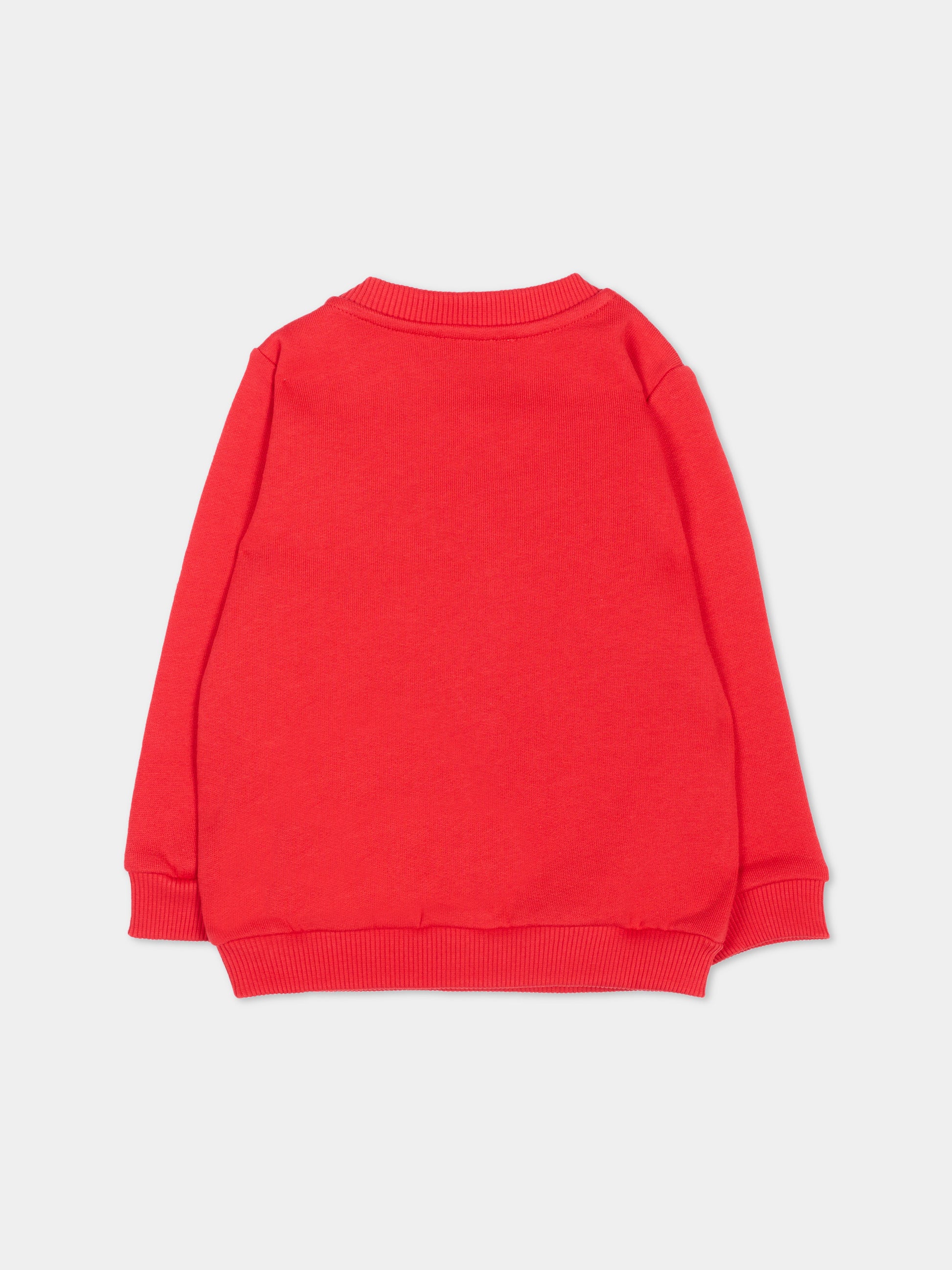 Felpa rossa per neonata con logo,Moschino Kids,MUF06R LCA83 50109