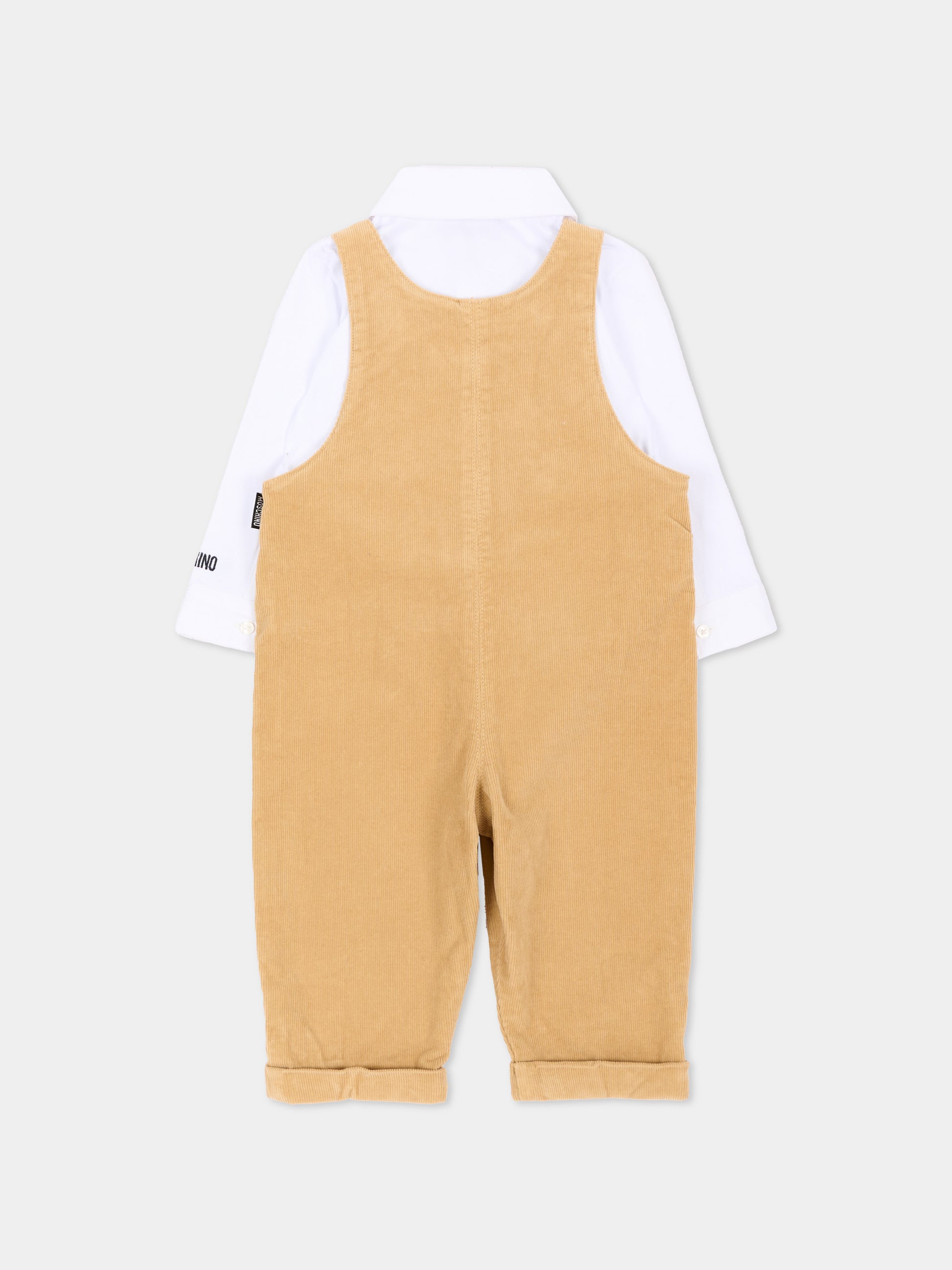 Salopette beige per neonato con Teddy Bear,Moschino Kids,MUK05Q LVC02 20351