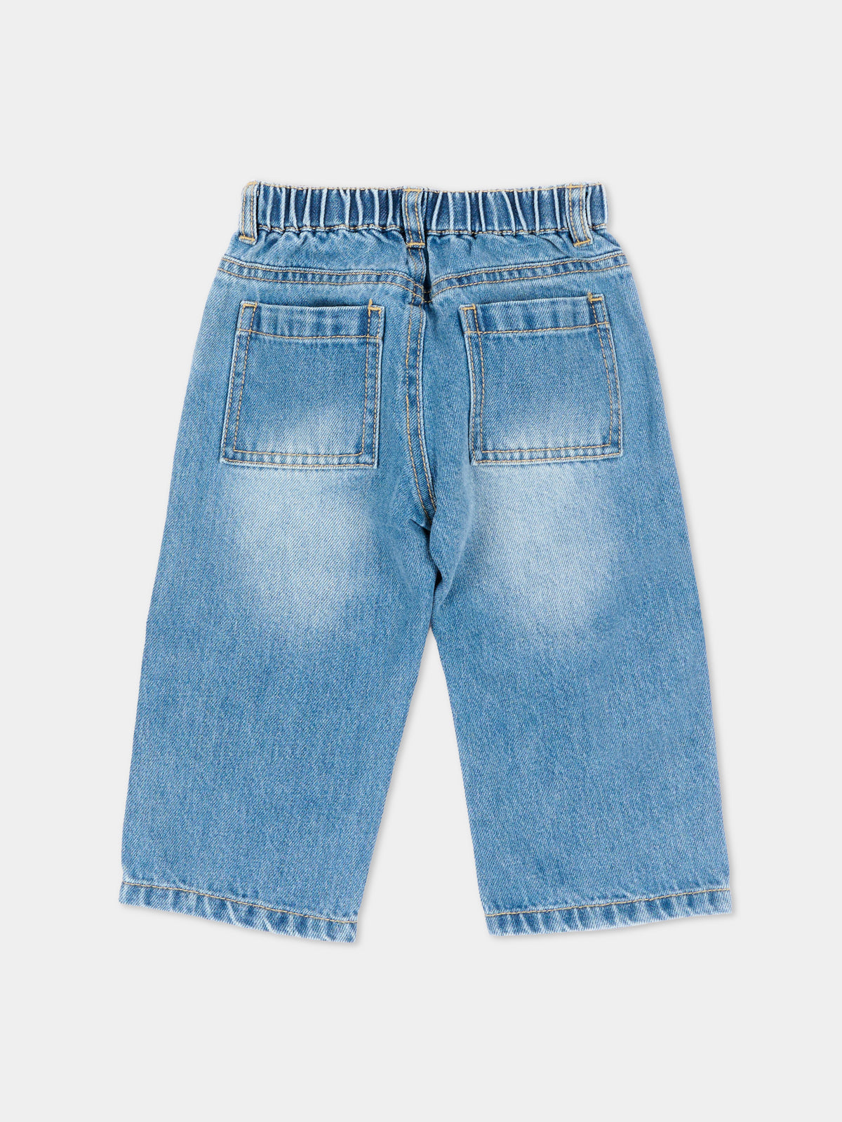 Jeans denim per neonato con teddy bear,Moschino Kids,MUP05Z L0E36 41040