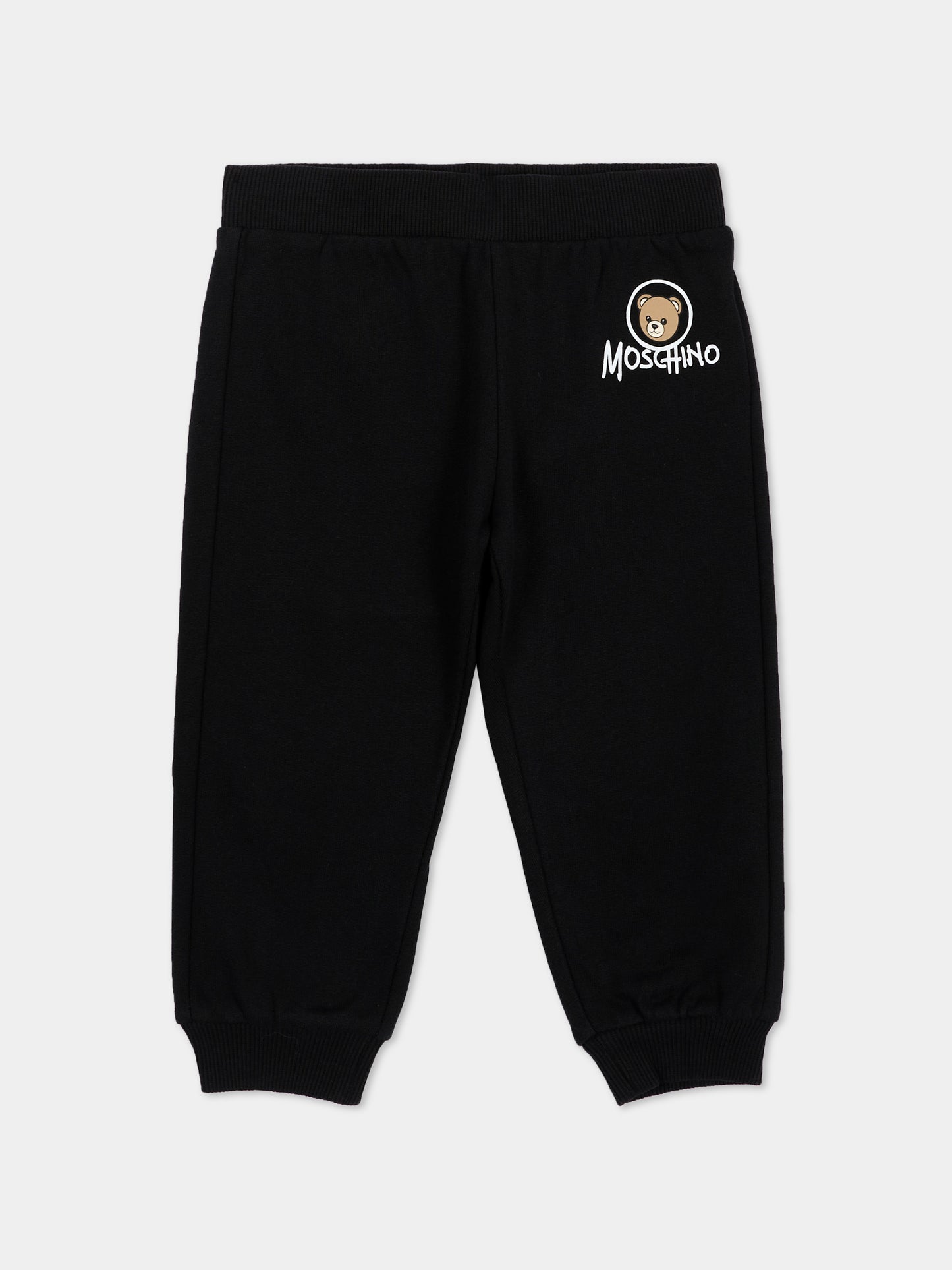 Pantalone nero per neonati con Teddy Bear,Moschino Kids,MUP062 LCA83 60100