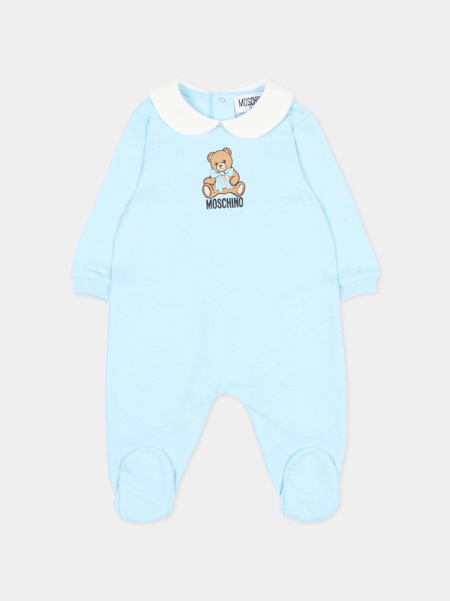 Tutina azzurra per neonato con Teddy Bear,Moschino Kids,MUT04Z LCA40 40304