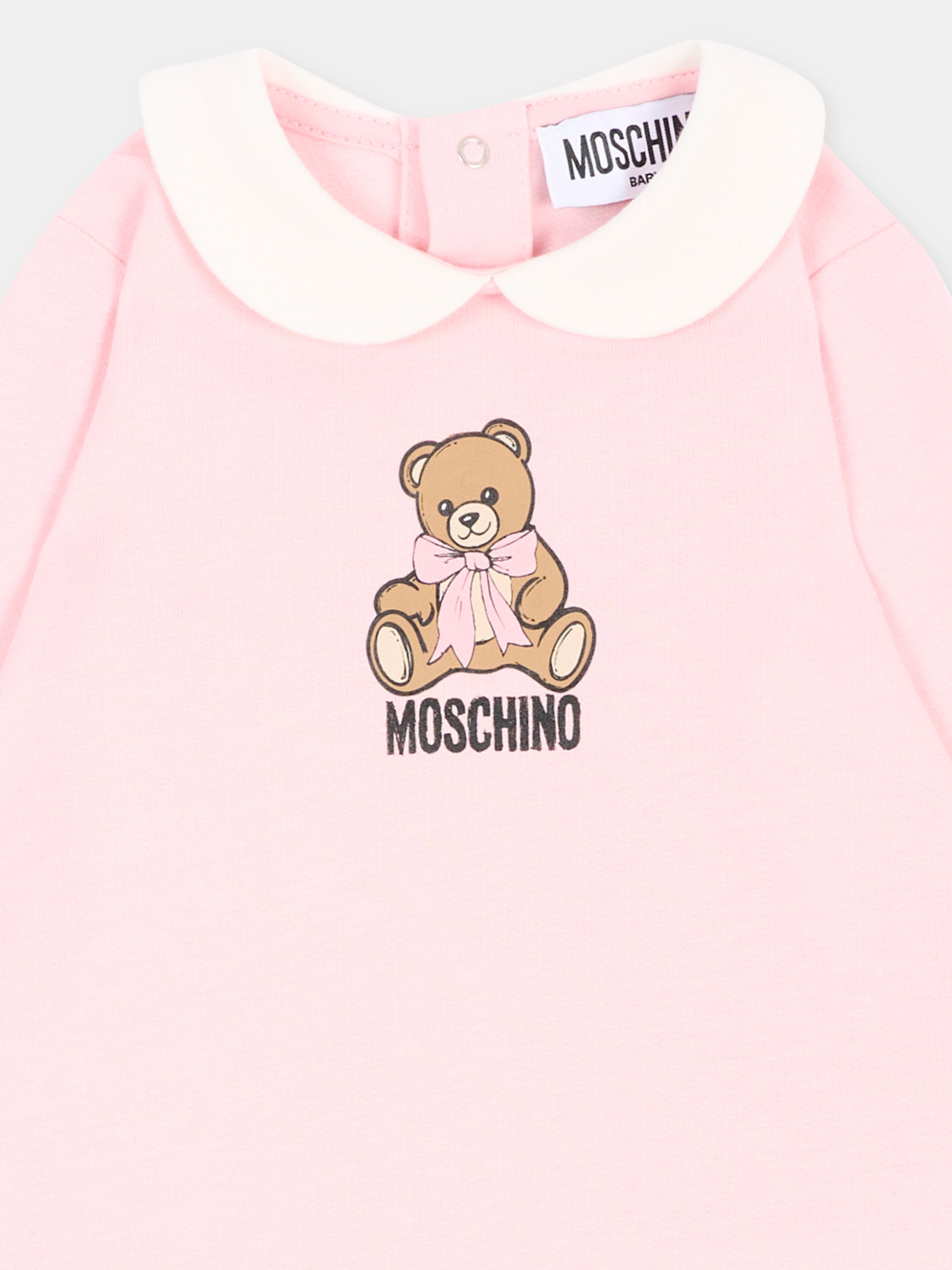 Tutina rosa per neonata con Teddy Bear,Moschino Kids,MUT04Z LCA40 50209