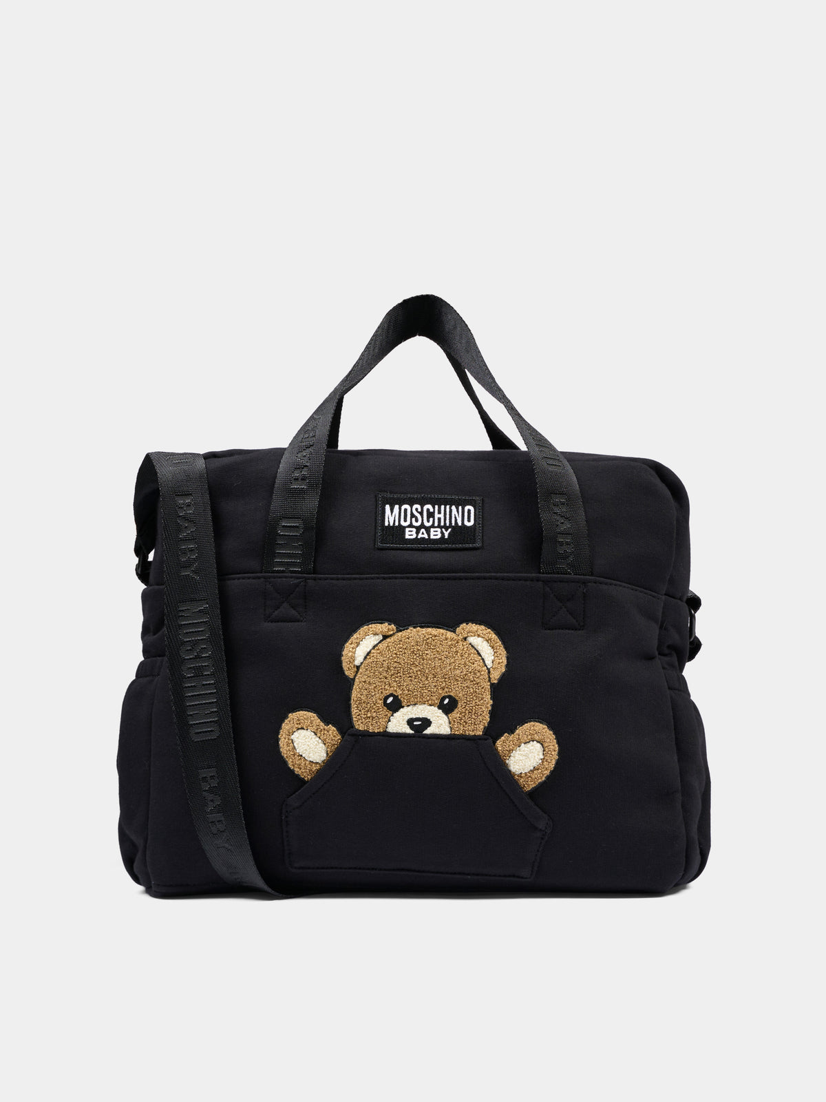 Borsa mamma nera per neonati con Teddy Bear,Moschino Kids,MUX062 LCA93 60100