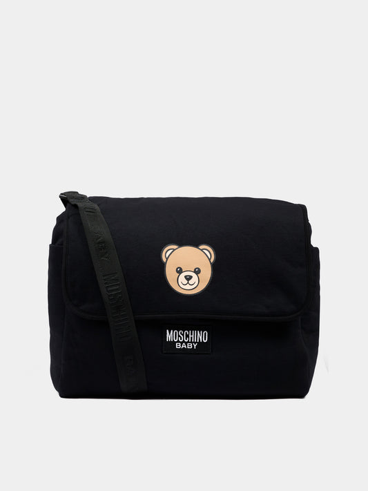 Borsa mamma nera per neonati con Teddy Bear,Moschino Kids,MUX067 LCA40 60100