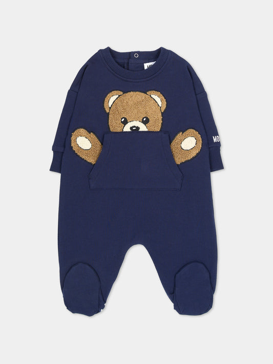 Tutina blu per neonati con Teddy Bear,Moschino Kids,MUY09H LCA93 40016