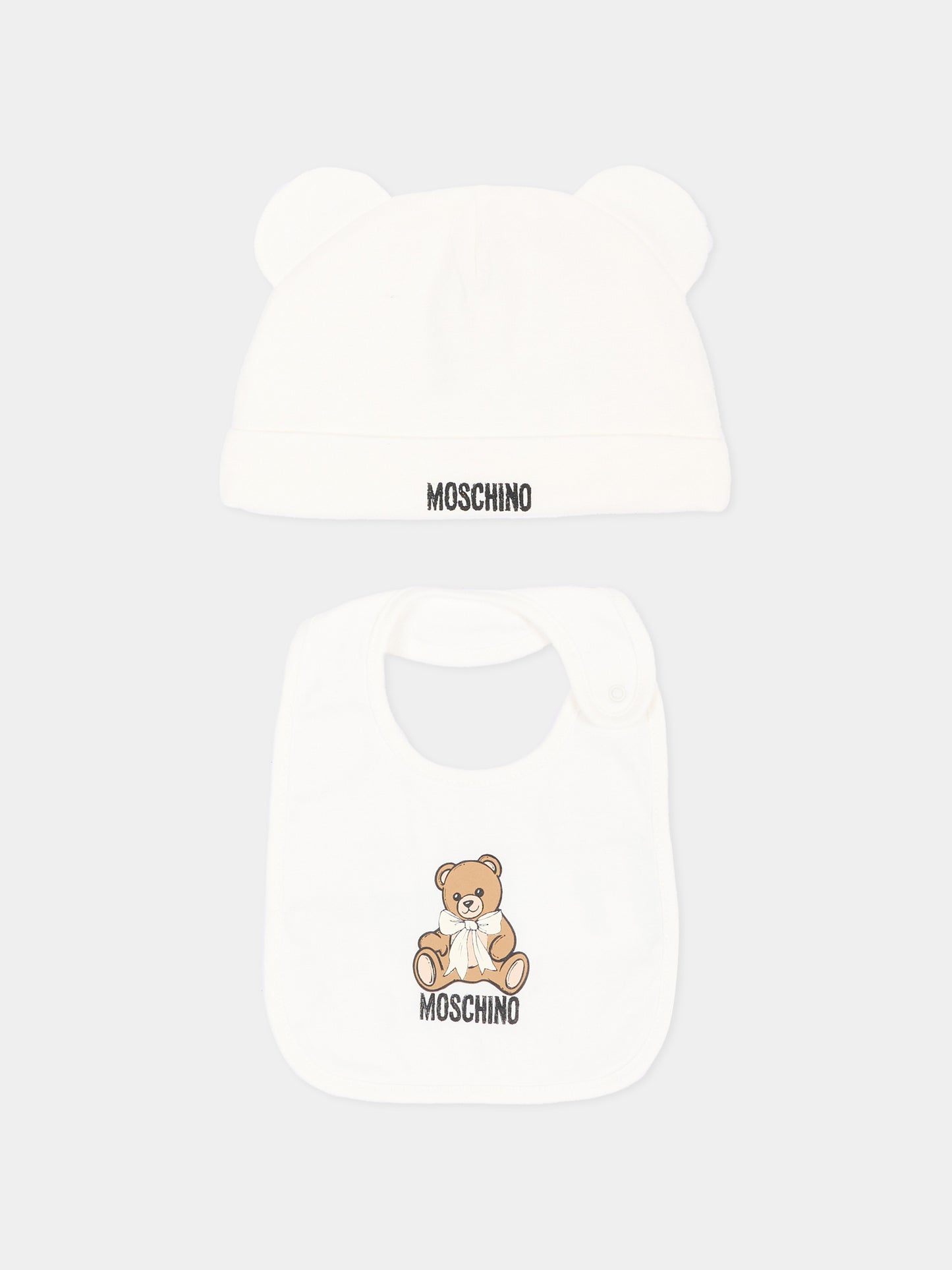 Set accessori avorio per neonati con Teddy Bear,Moschino Kids,MUY09L LCA40 10063