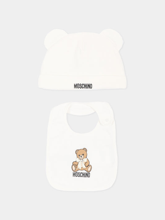 Set accessori avorio per neonati con Teddy Bear,Moschino Kids,MUY09L LCA40 10063