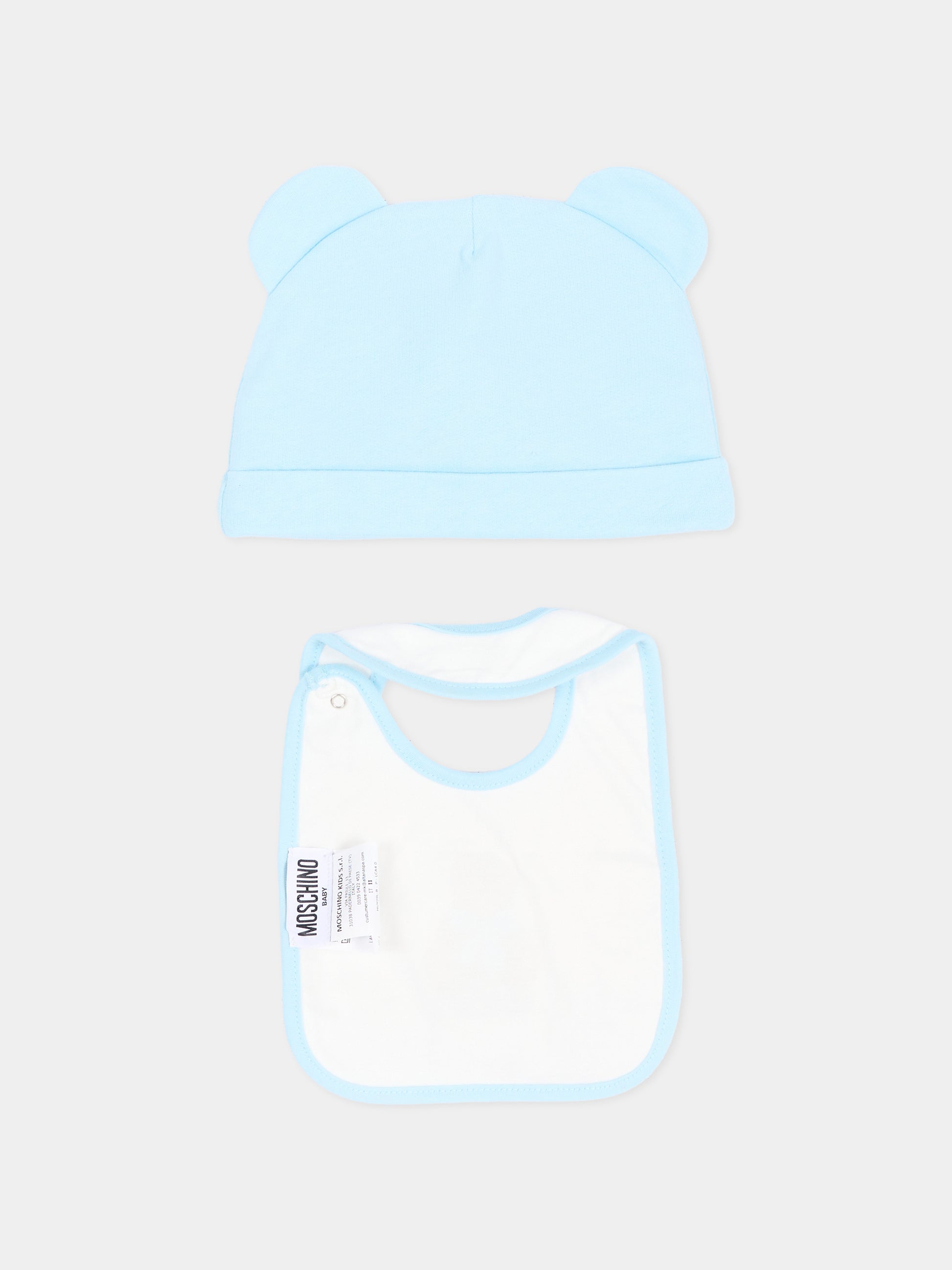 Set accessori azzurro per neonato con Teddy Bear,Moschino Kids,MUY09L LCA40 40304