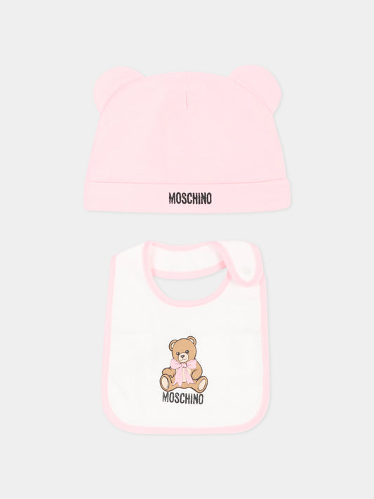 Set accessori rosa per neonata con Teddy Bear,Moschino Kids,MUY09L LCA40 50209