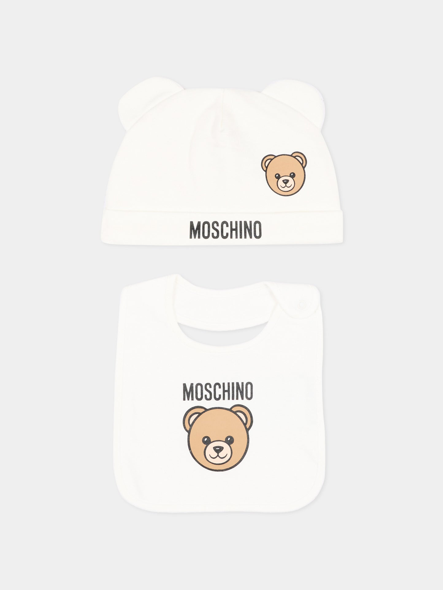 Set accessori avorio per neonati con Teddy Bear,Moschino Kids,MUY09N LCA40 10063