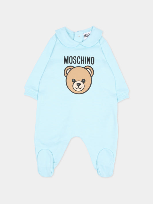 Tutina azzurra per neonato con Teddy Bear,Moschino Kids,MUY09O LCA40 40304