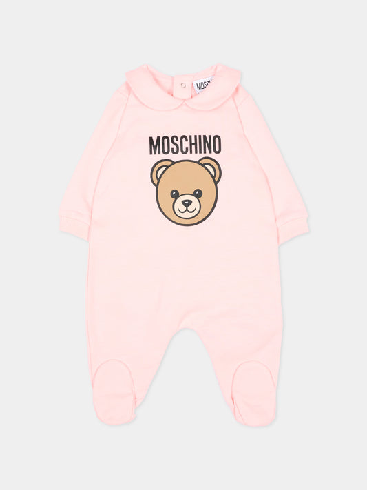 Tutina rosa per neonata con Teddy Bear,Moschino Kids,MUY09O LCA40 50209