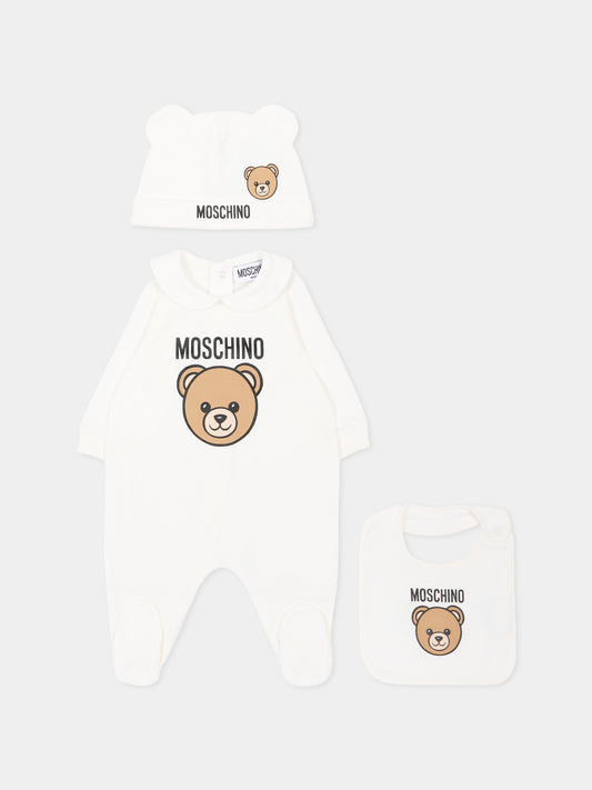 Ivory onesie set for Newborn with Teddy Bear