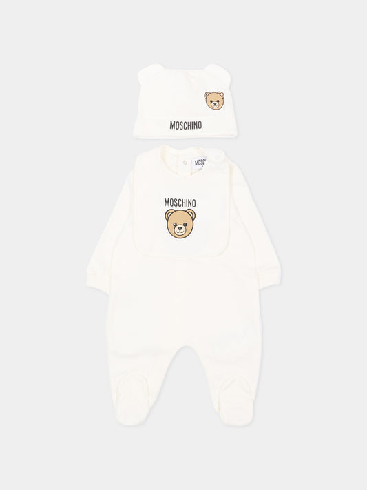 Set tutina avorio per neonati con Teddy Bear,Moschino Kids,MUY09P LCA40 10063
