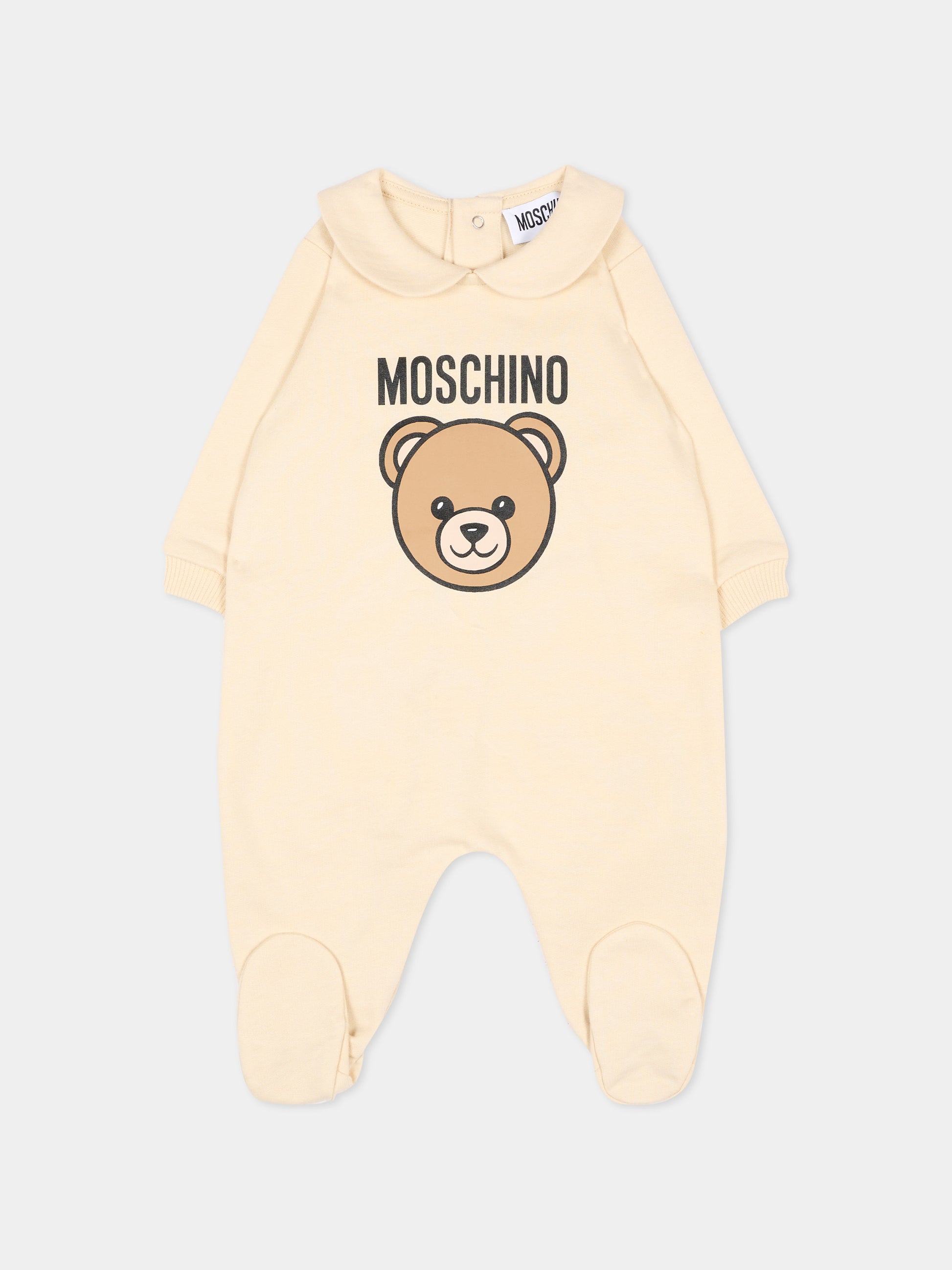 Set tutina beige per neonati con Teddy Bear,Moschino Kids,MUY09P LCA40 20404