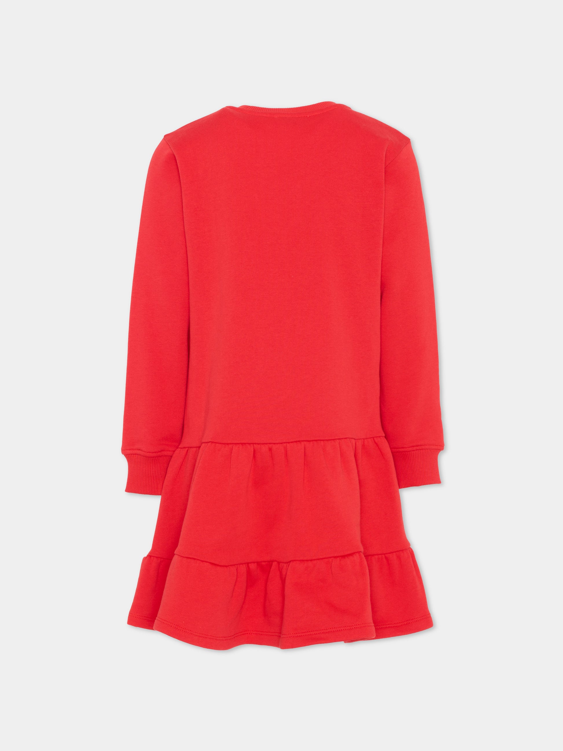 Vestito rosso per bambina con logo,Moschino Kids,HDV0IB LCA83 50109