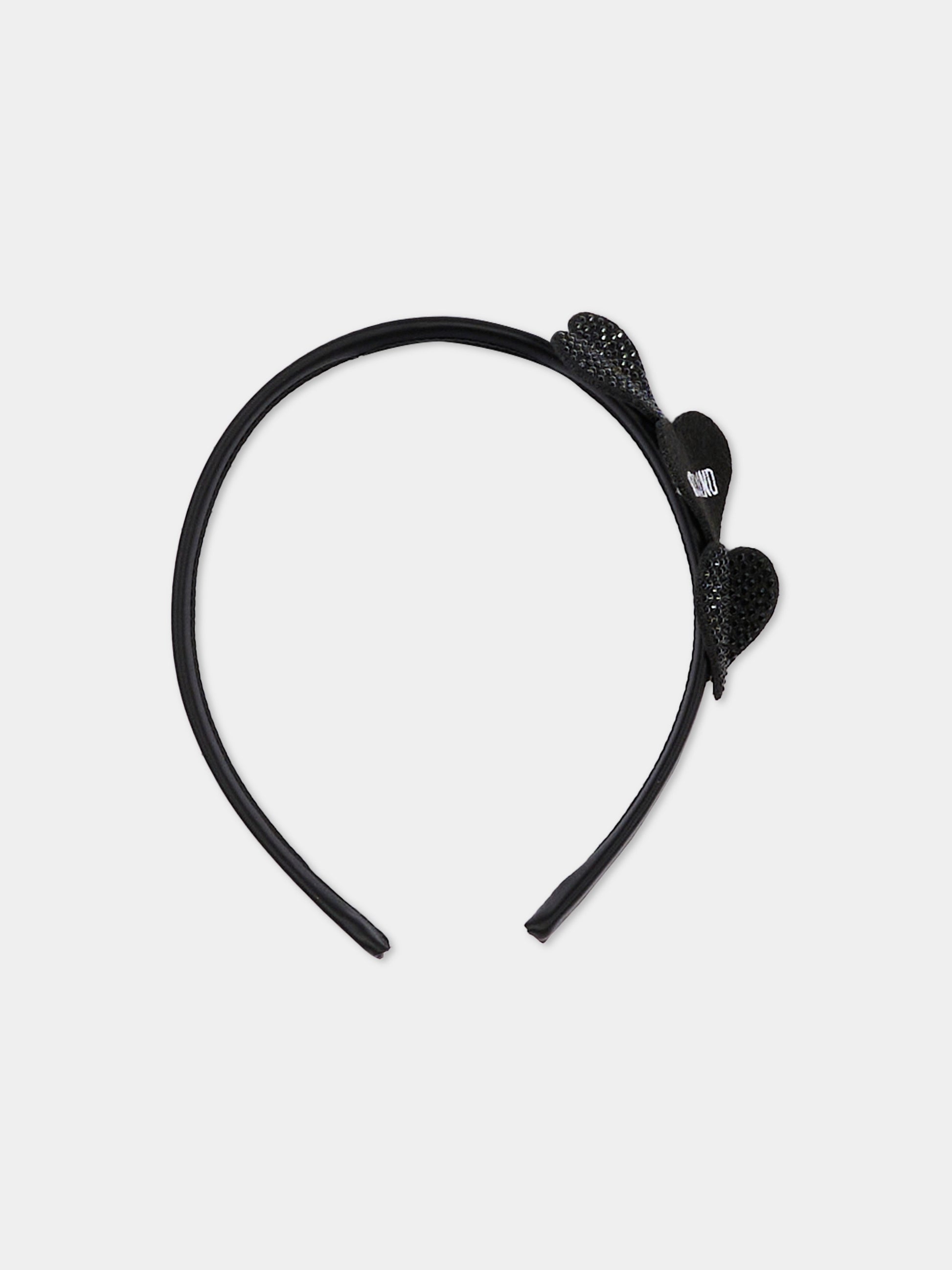 Cerchietto nero per bambina con cuori,Moschino Kids,HDX01P LRA12 60100