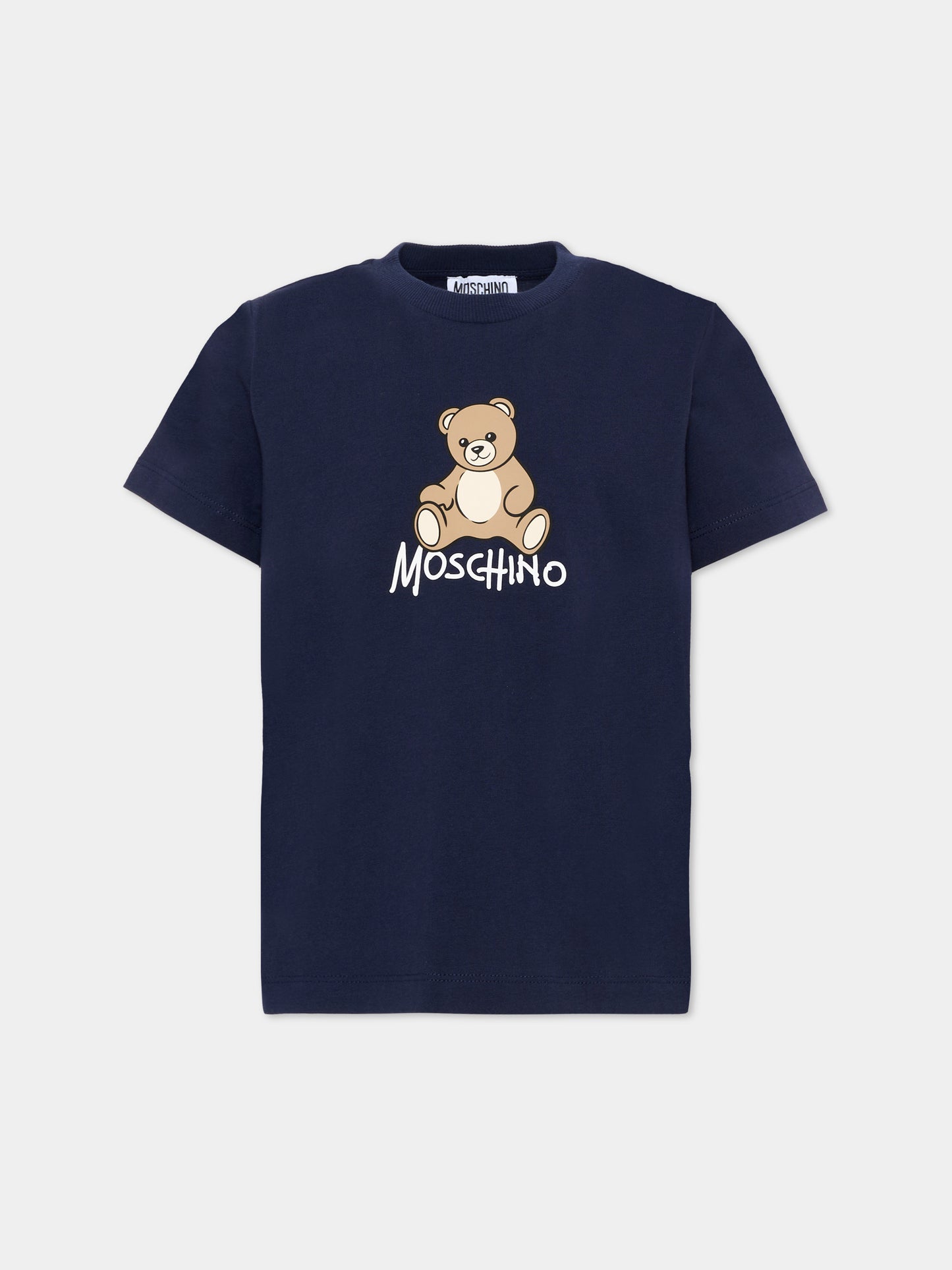 T-Shirt blu per bambini con Teddy Bear,Moschino Kids,HNM05V LAA10 40016