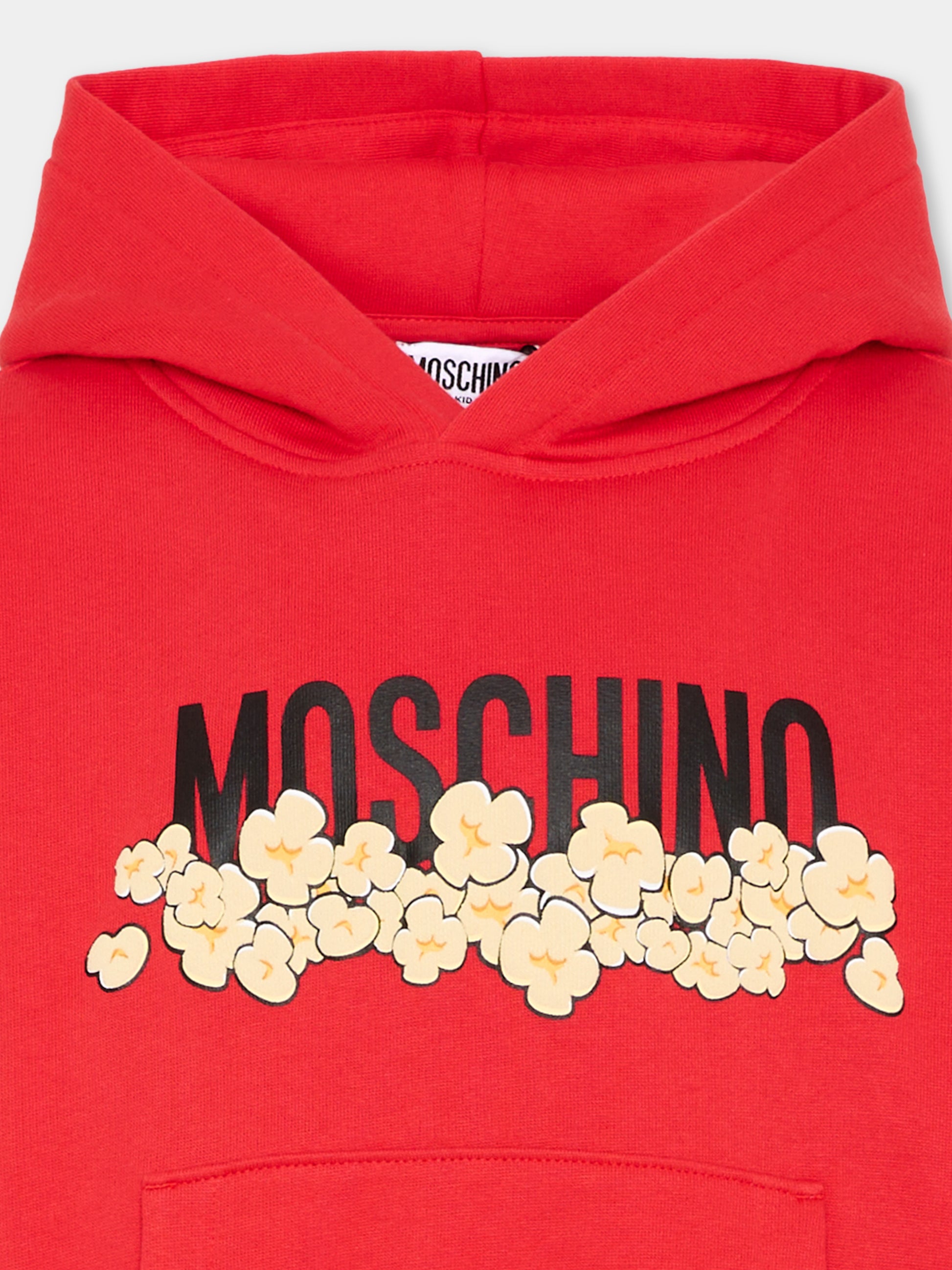 Felpa rossa per bambino con logo,Moschino Kids,HUF09Z LCA83 50109