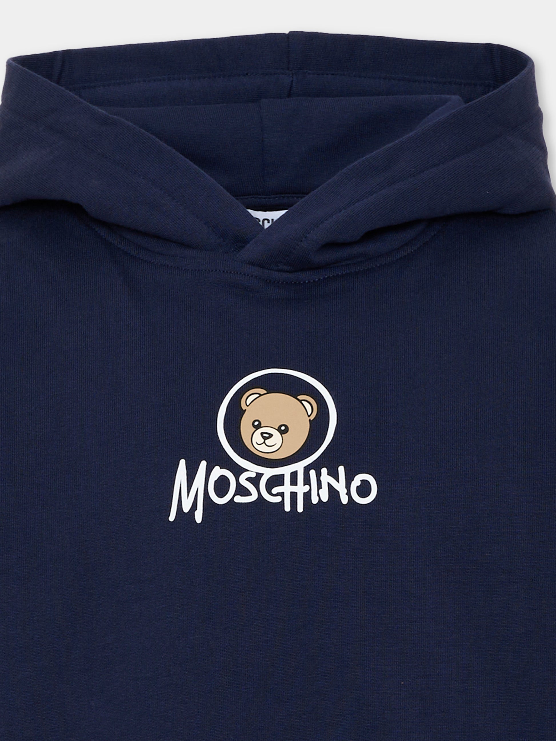 Felpa blu per bambini con Teddy Bear,Moschino Kids,HUF0A7 LCA83 40016
