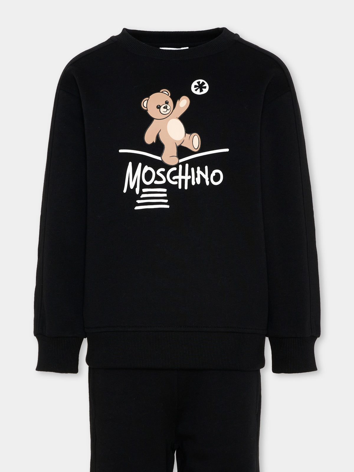 Completo sportivo lungo nero con teddy bear,Moschino Kids,HUK04N LCA83 60100