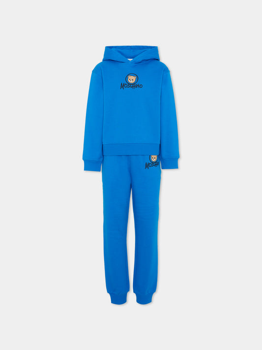 Completo sportivo blu per bambino con Teddy Bear,Moschino Kids,HUK04R LCA83 40157