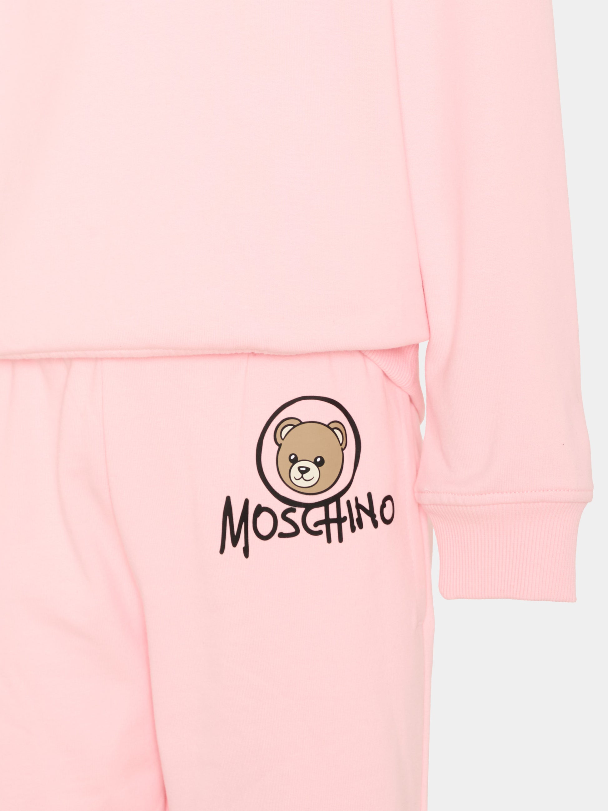 Completo sportivo rosa per bambina con Teddy Bear,Moschino Kids,HUK04R LCA83 50209