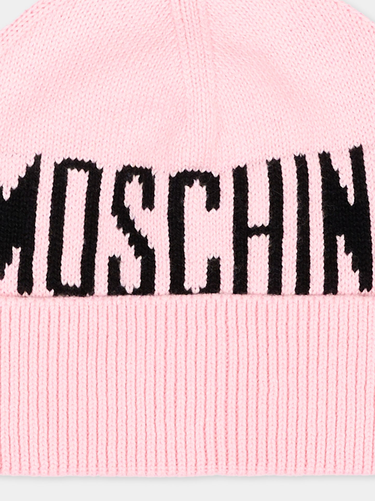 Berretto rosa per bambina con logo,Moschino Kids,HUX02S LHE66 50209