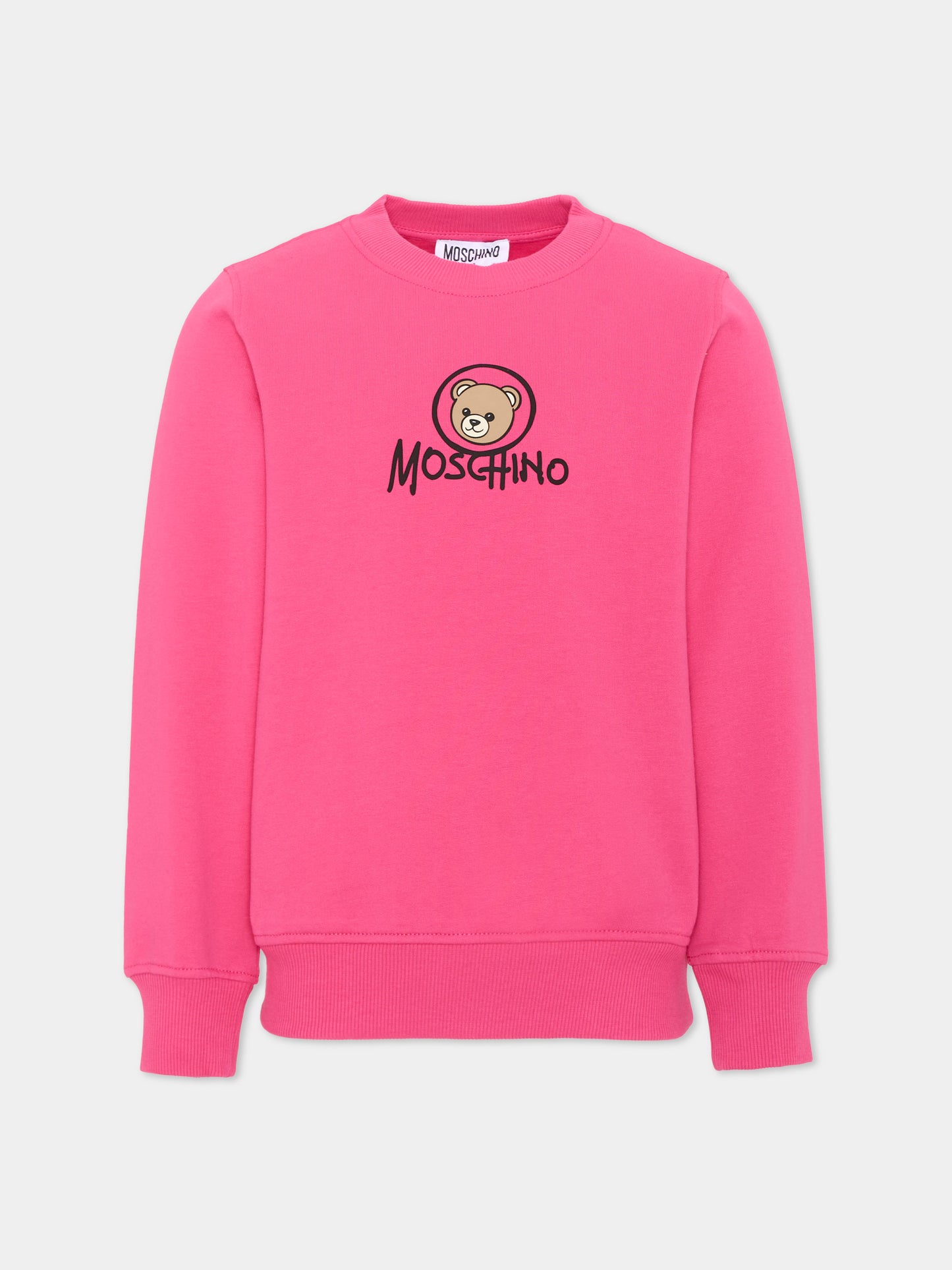 Felpa fucsia per bambina con Teddy Bear,Moschino Kids,HXF08V LCA83 51450
