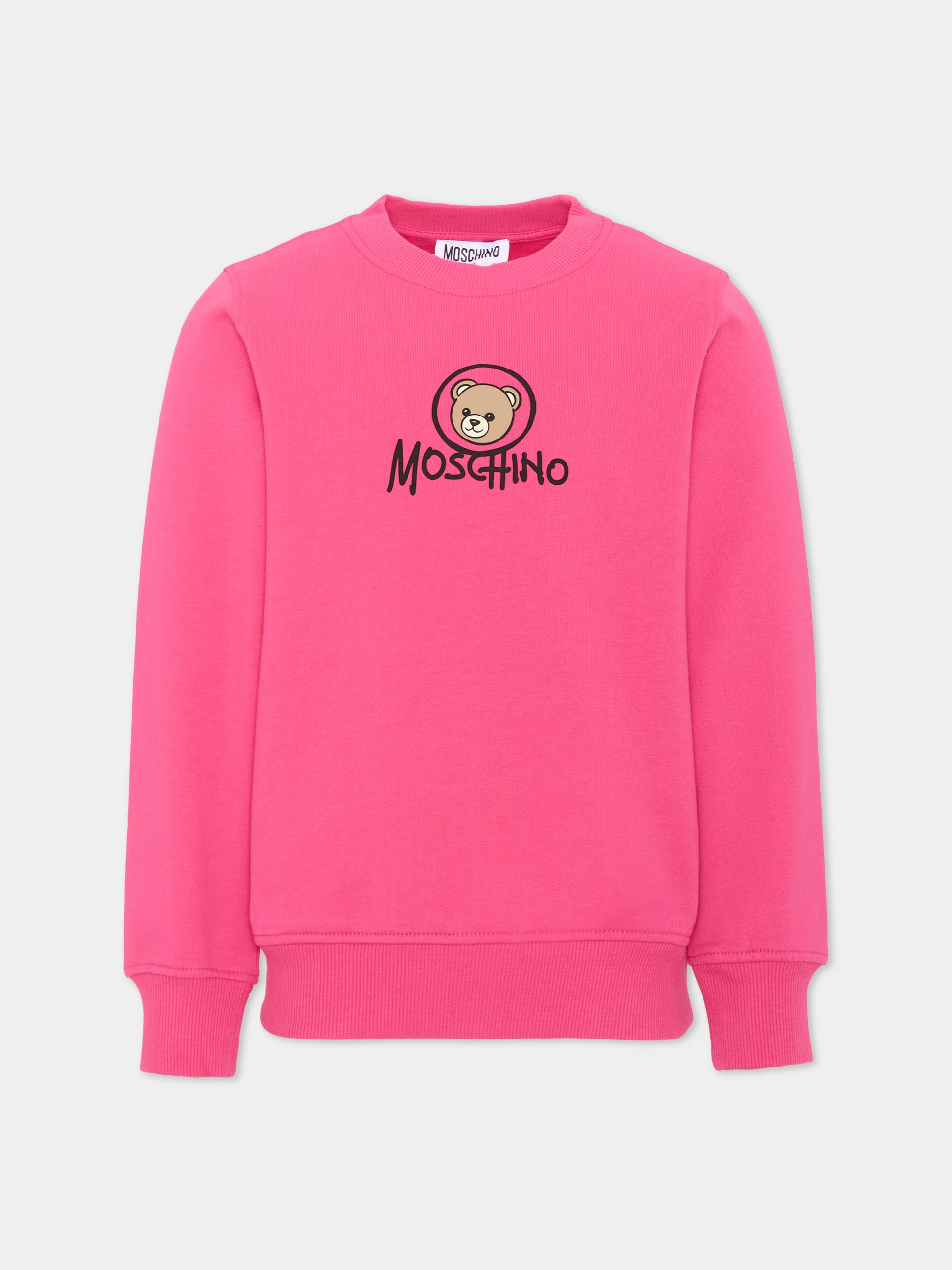 Felpa fucsia per bambina con Teddy Bear,Moschino Kids,HXF08V LCA83 51450