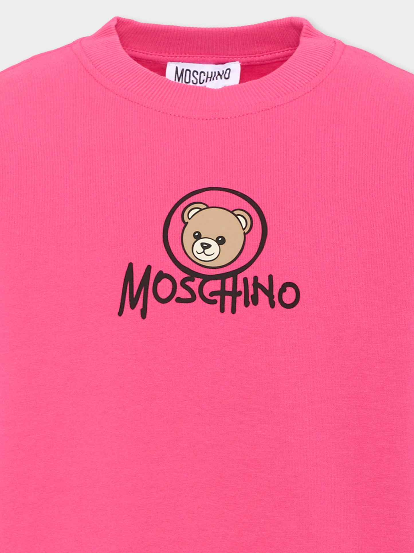 Felpa fucsia per bambina con Teddy Bear,Moschino Kids,HXF08V LCA83 51450