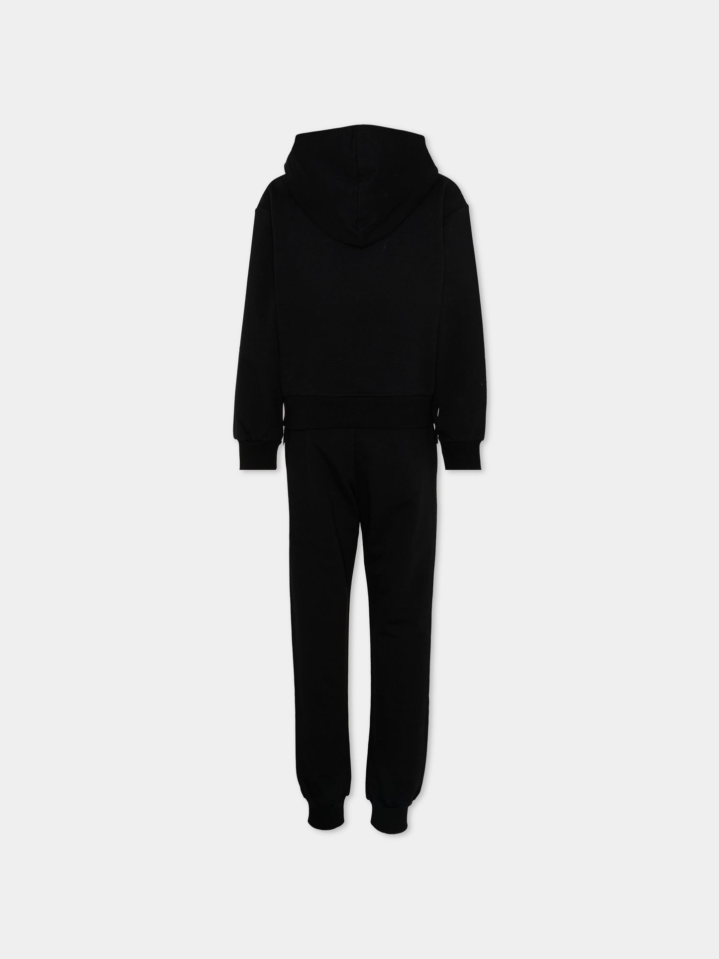 Completo sportivo lungo nero per bambini con logo,Moschino Kids,HMK03X LCA40 60100