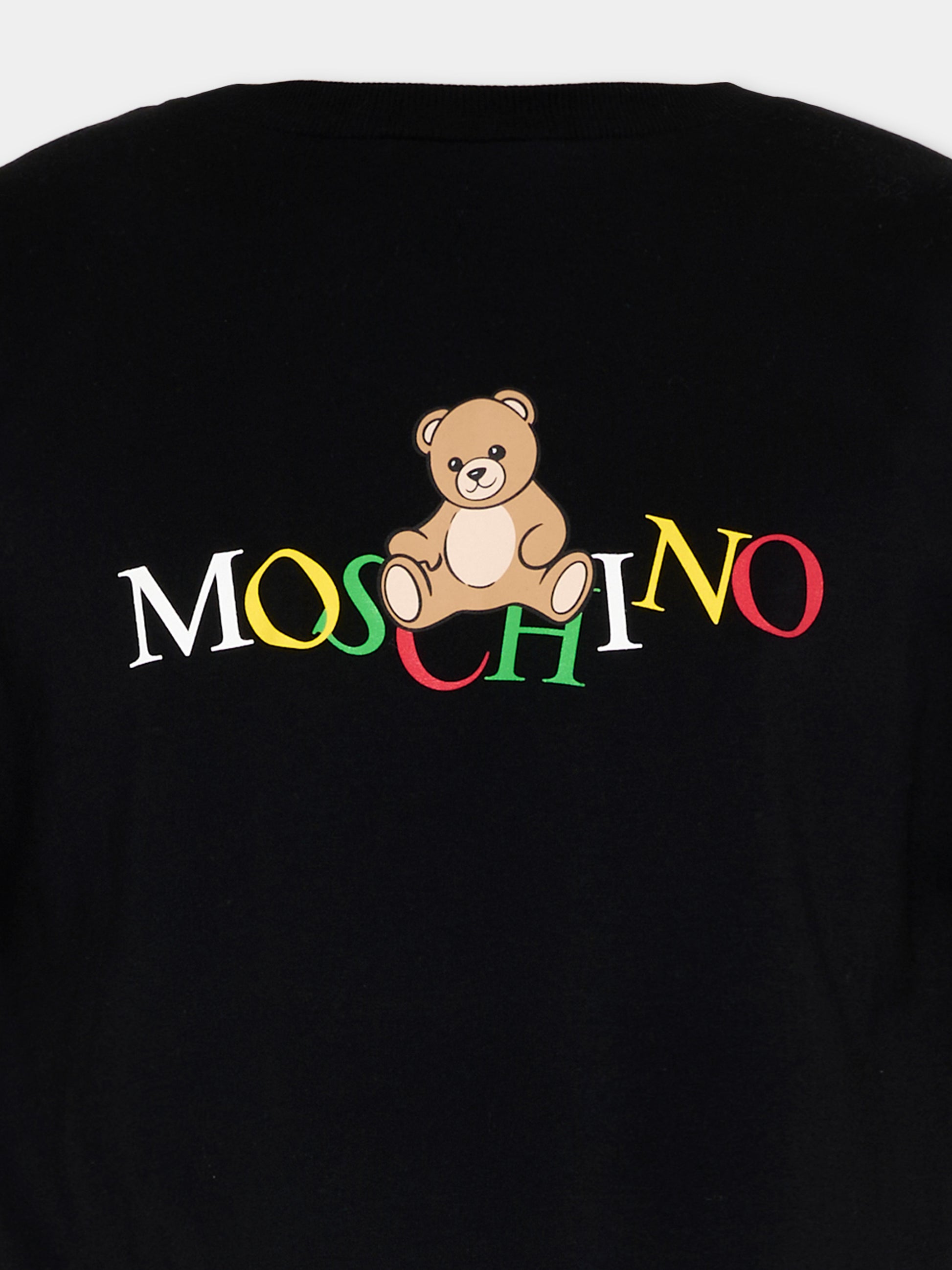 T-Shirt nera per bambini con Teddy Bear,Moschino Kids,HPM05G LAA10 60100