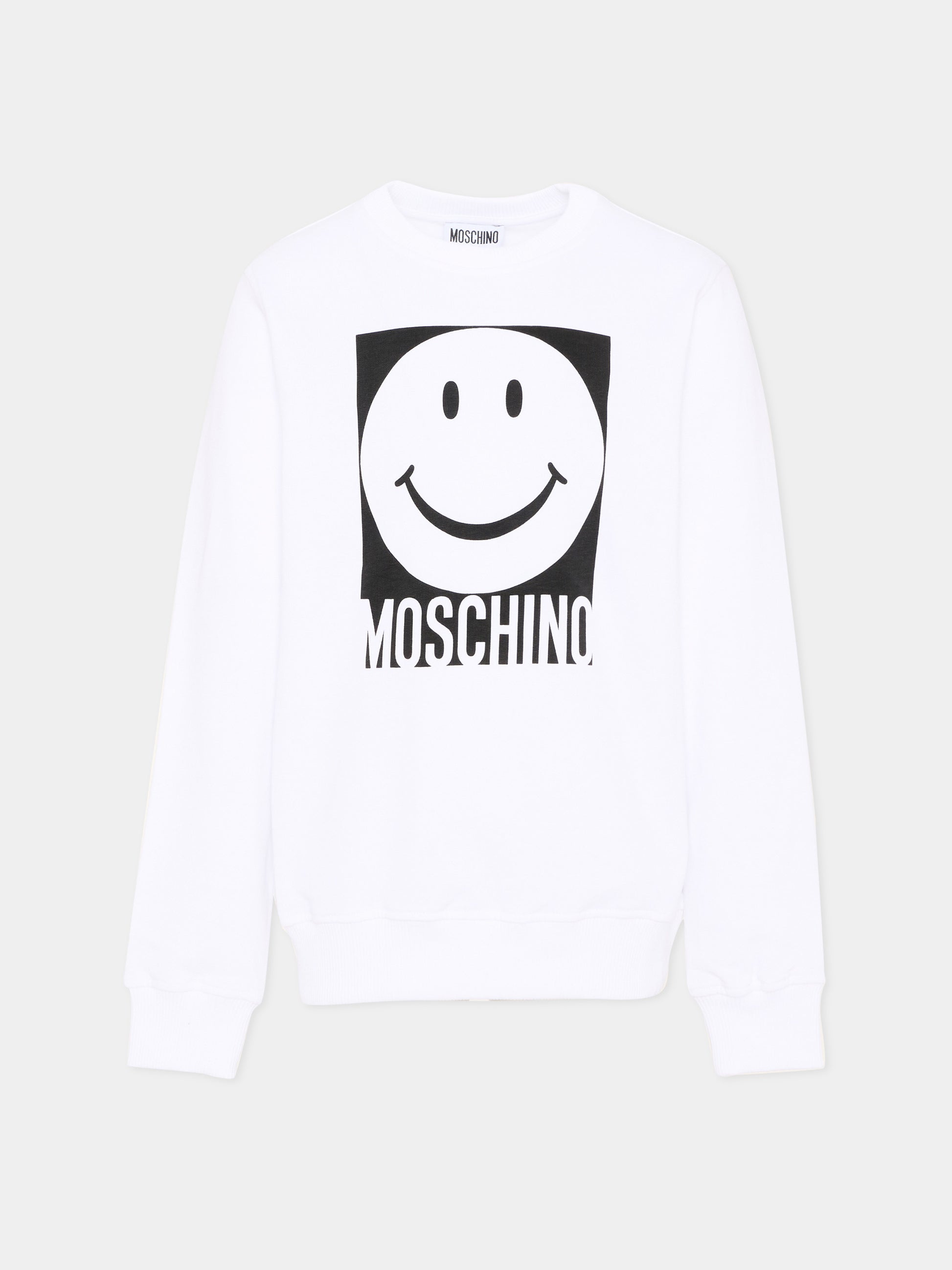 Felpa bianca per bambini con logo,Moschino Kids,HSF08V LCA14 10101