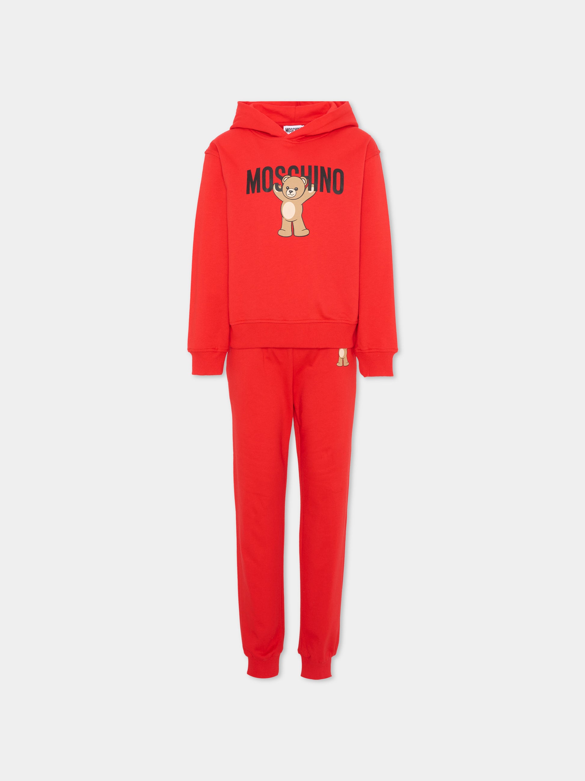Completo sportivo rosso per bambini con Teddy Bear,Moschino Kids,HUK04A LCA40 50109