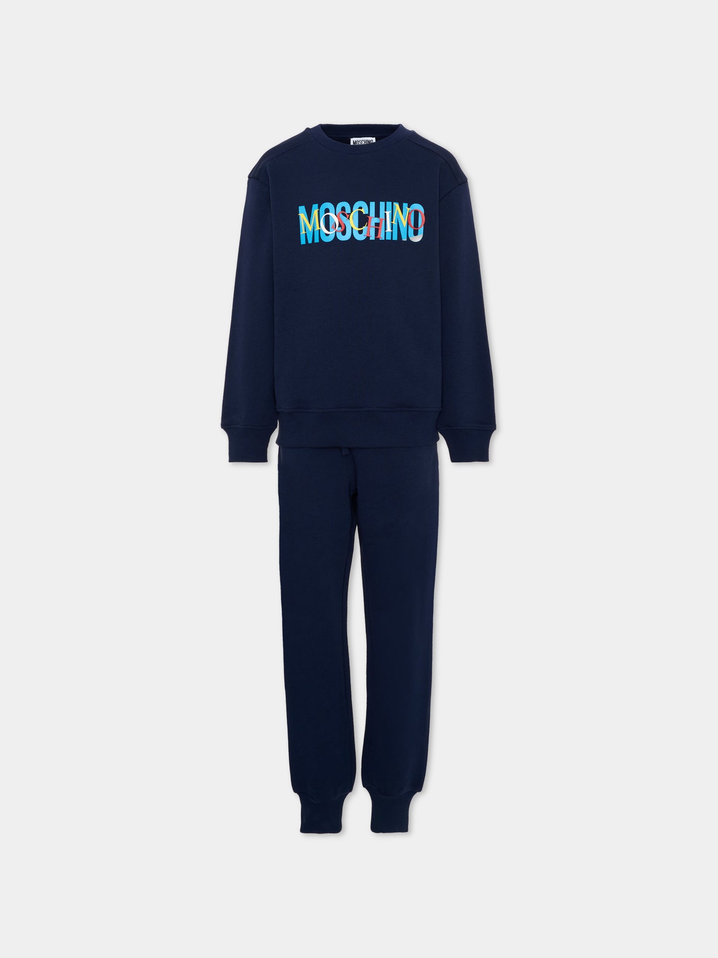 Completo sportivo blu per bambini con logo,Moschino Kids,HUK04D LCA23 40016