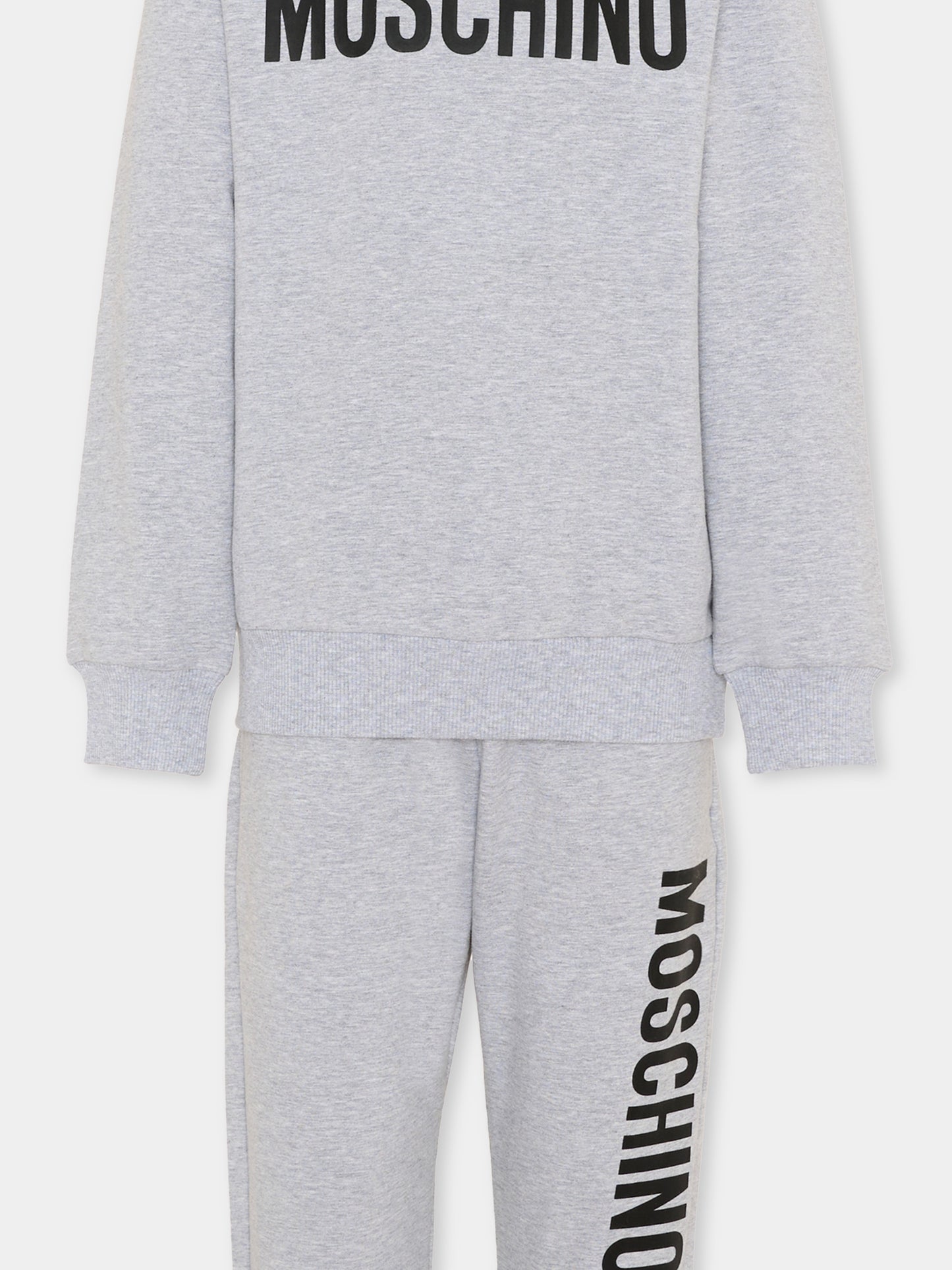 Completo sportivo grigio per bambini con logo,Moschino Kids,HUK04E LDA21 60901