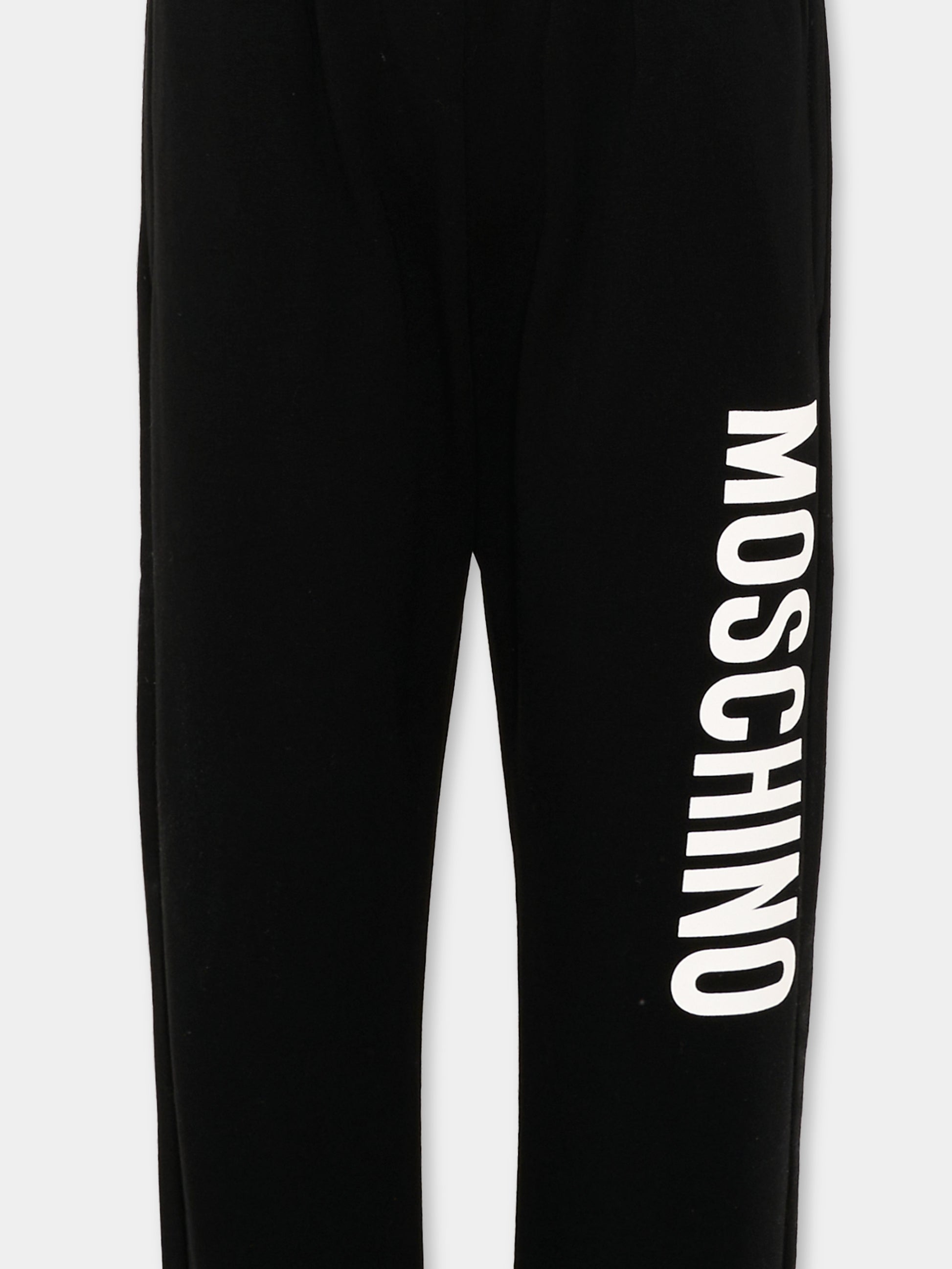 Pantaloni sportivi nero per bambini con logo,Moschino Kids,HUP08U LDA21 60100