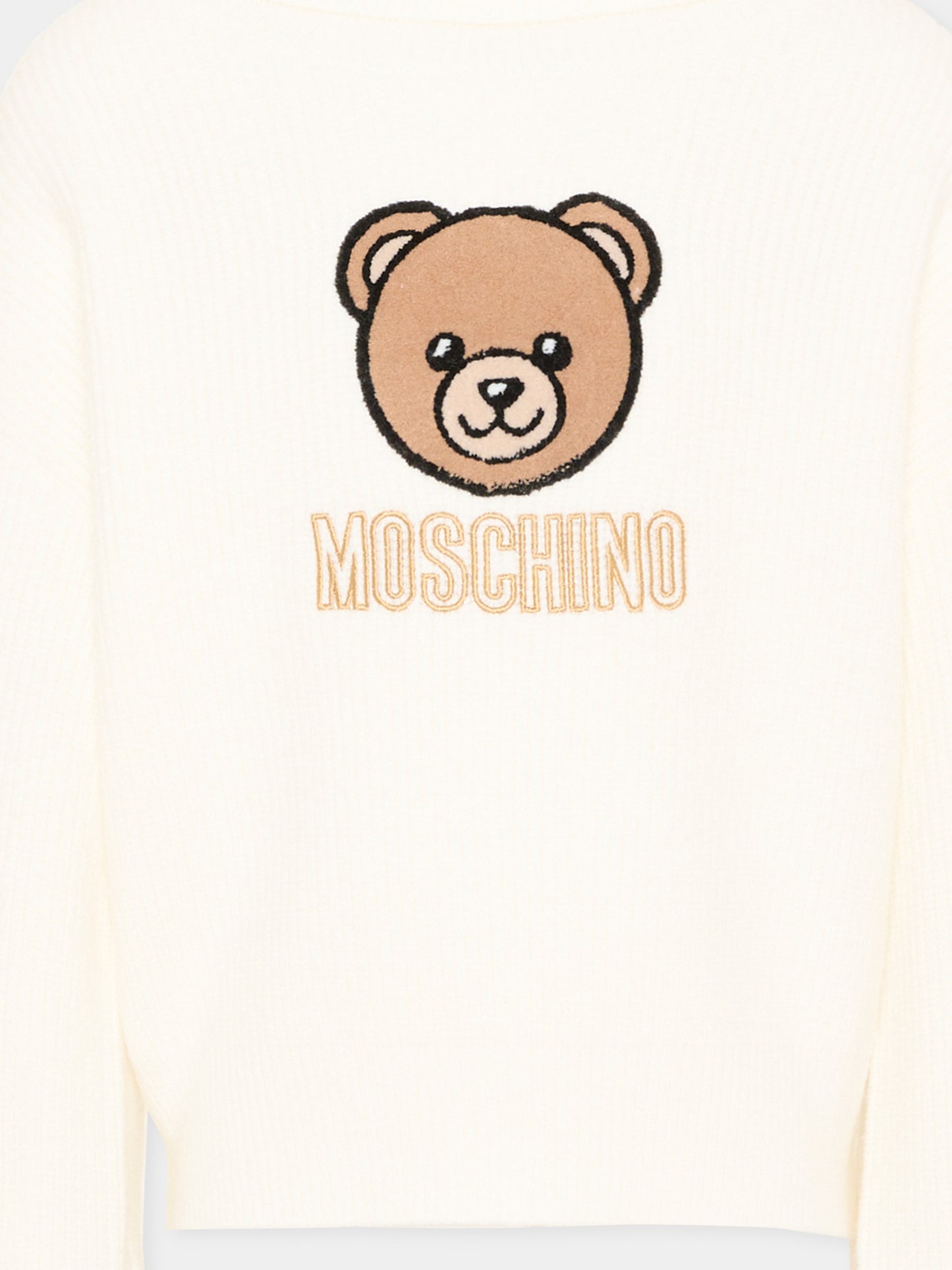 Dolcevita avorio per bambina con Teddy Bear,Moschino Kids,HDW02A LHE77 10063