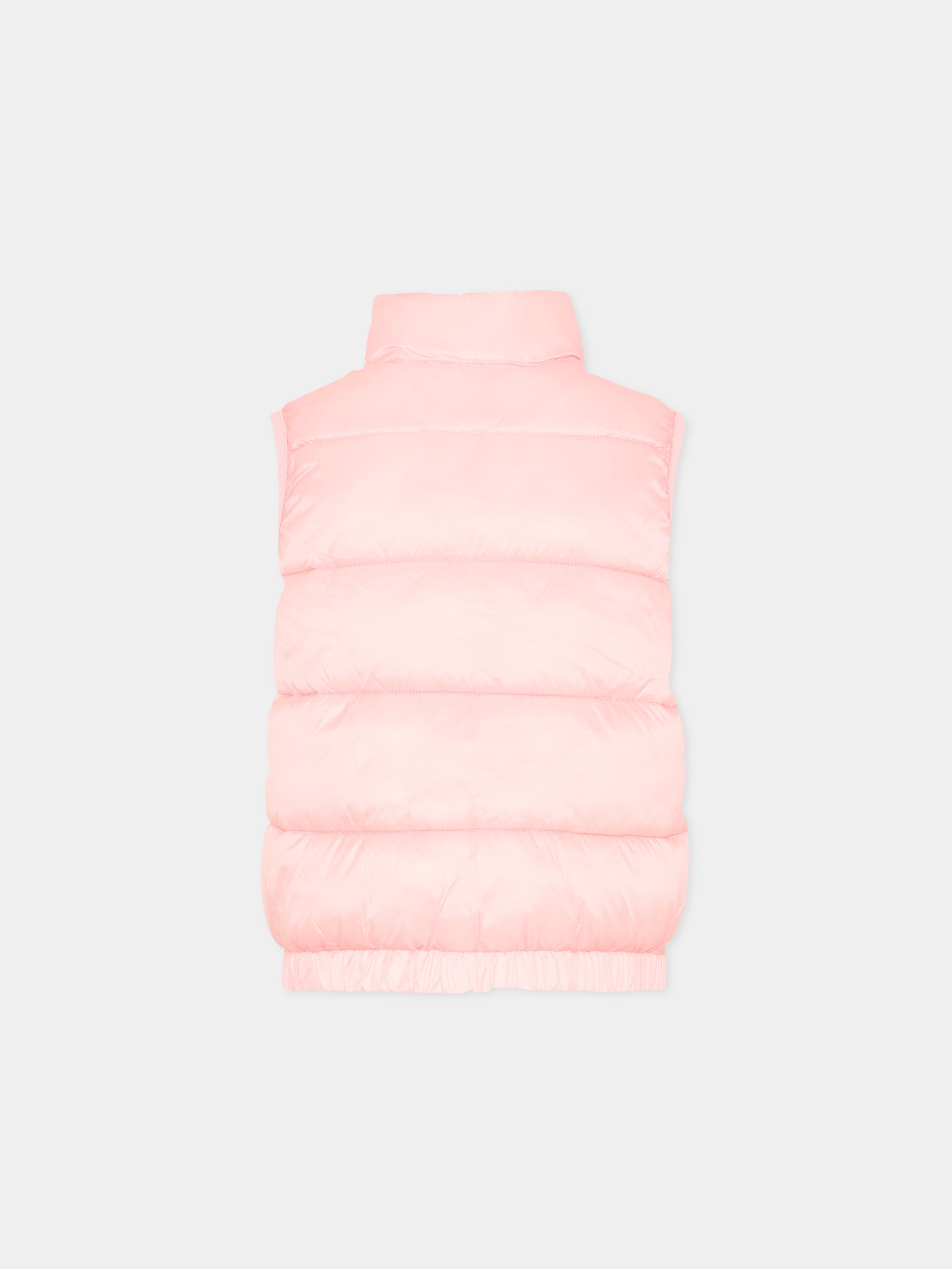 Gilet rosa per bambina con logo e Teddy Bear,Moschino Kids,HQS02K L3A32 50209