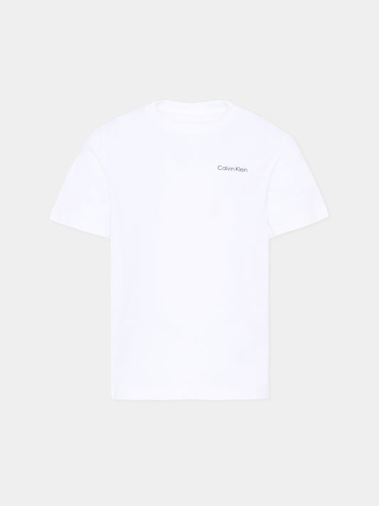 T-Shirt bianca per bambini con logo,Calvin Klein Kids,IU0IU00683 YAF