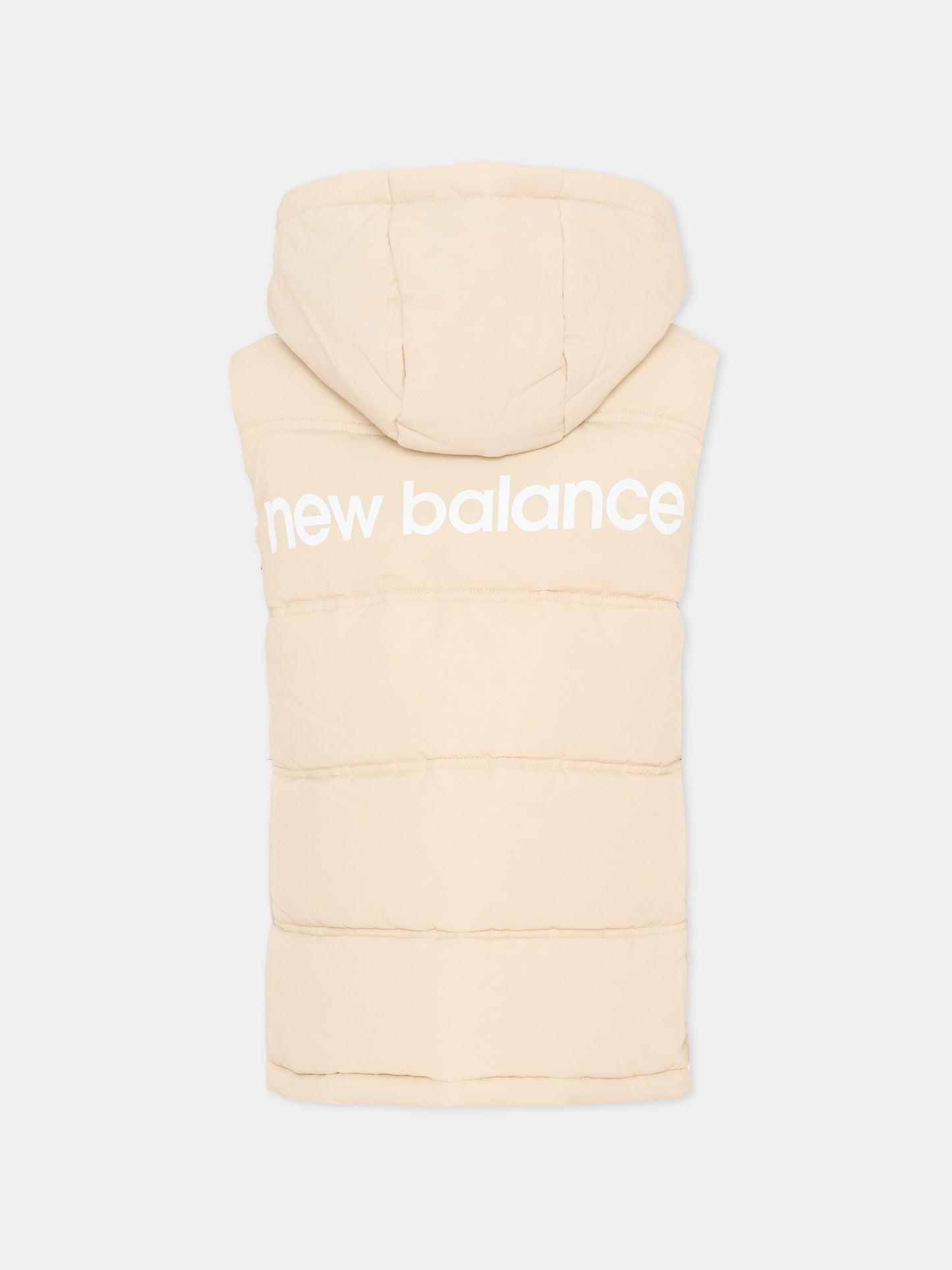 Gilet beige per bambino con cappuccio,New Balance,LAKB0289 TWF