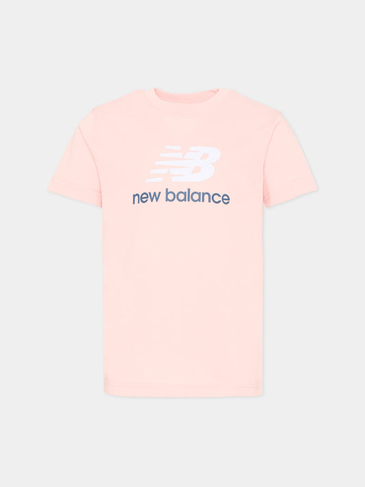 T-Shirt rosa per bambina con logo,New Balance,LAKG0183 PIE