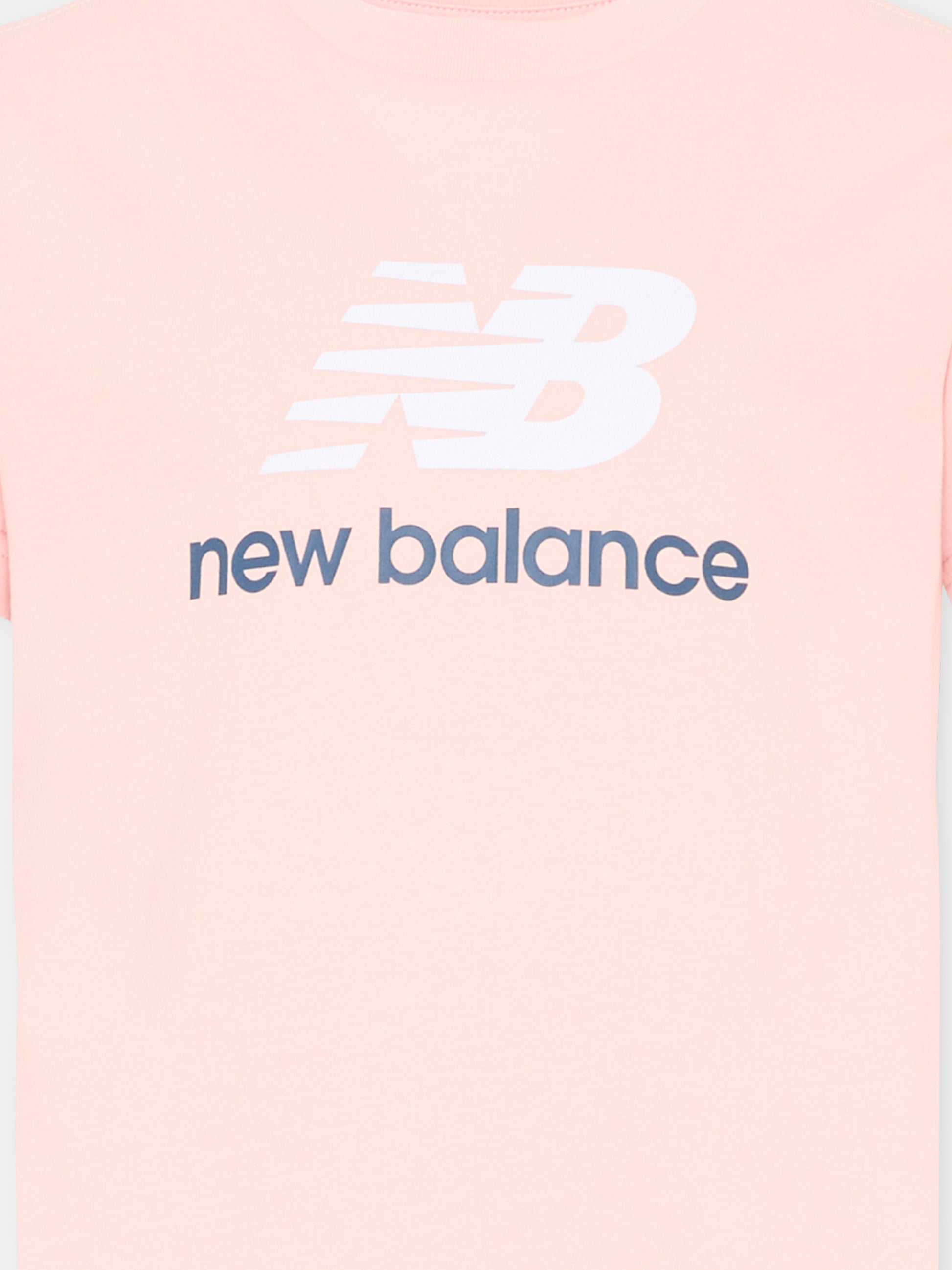 T-Shirt rosa per bambina con logo,New Balance,LAKG0183 PIE
