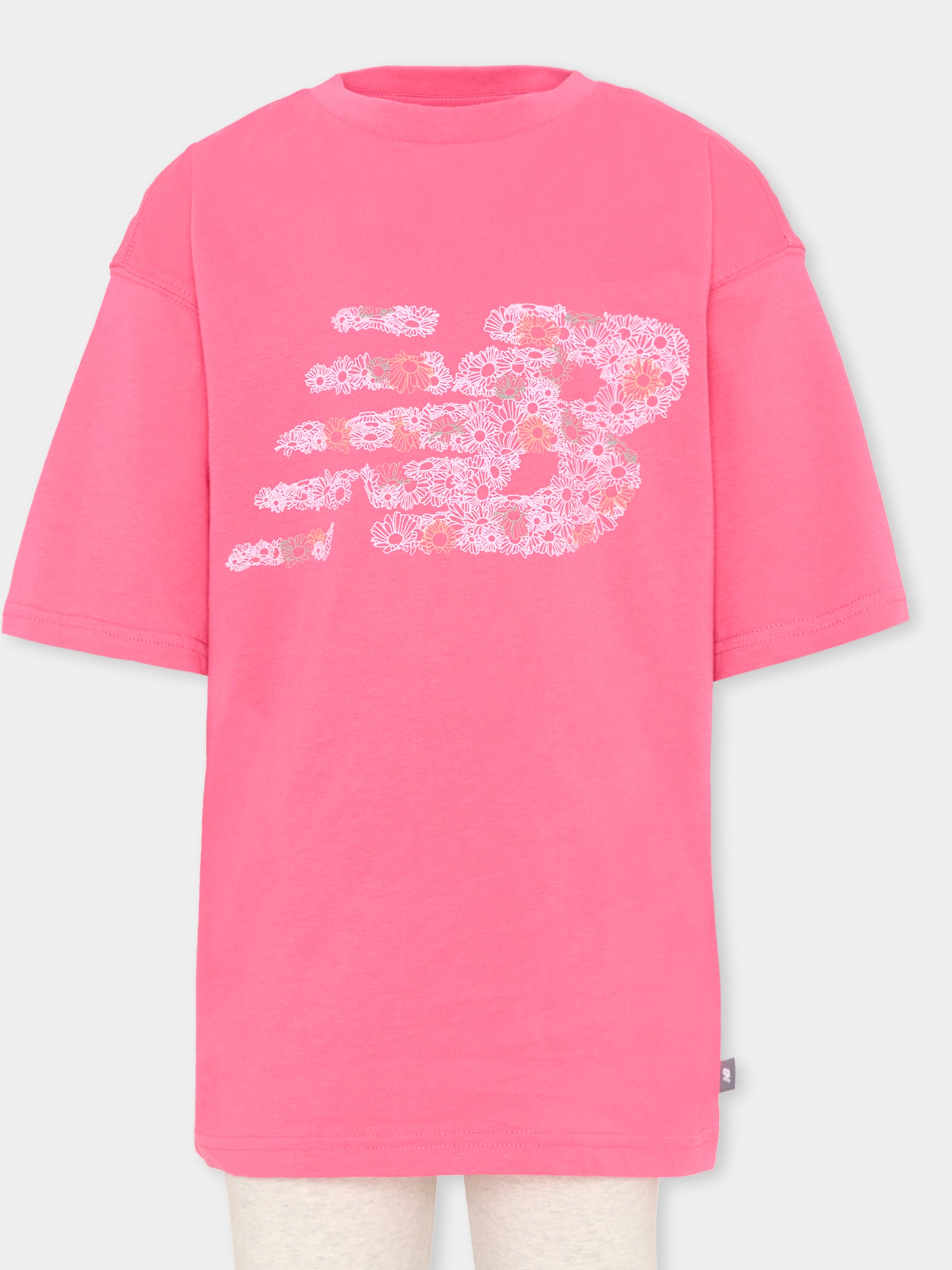 Completo sportivo rosa per bambina con logo floreale,New Balance,LAKG0243 DAB